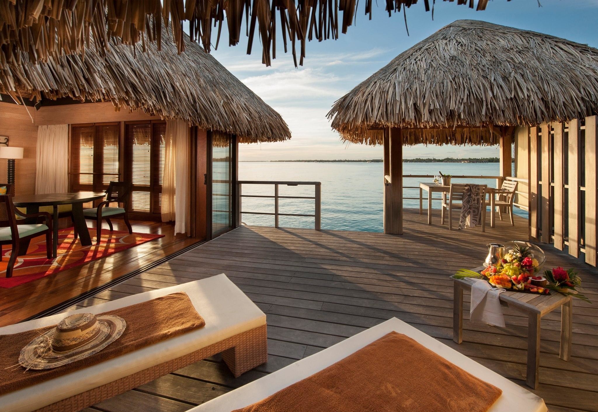 Bora Bora, Bungalow, Terrazza, Resort, Laguna, Full HD, sfondo per portatile