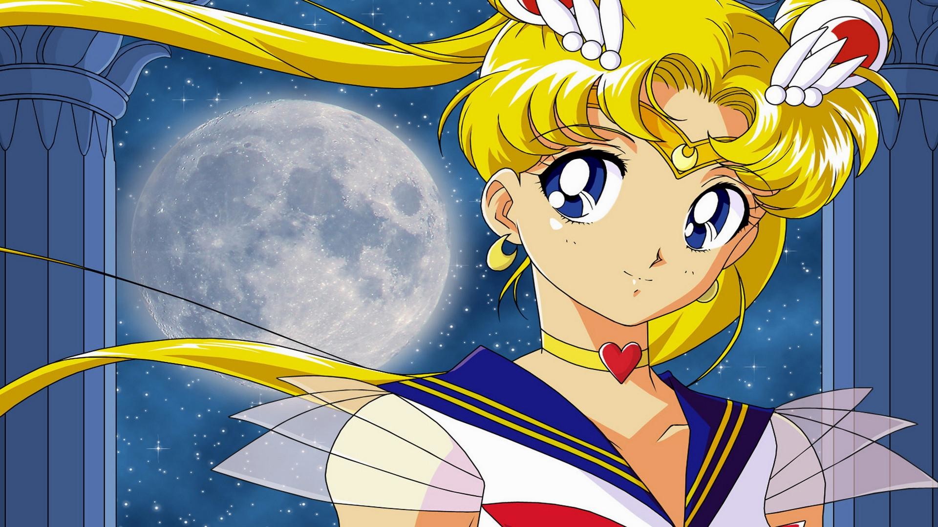 Sailor Moon, Usagi Tsukino, Luna piena, Primo piano, Full HD, wallpaper per portatile