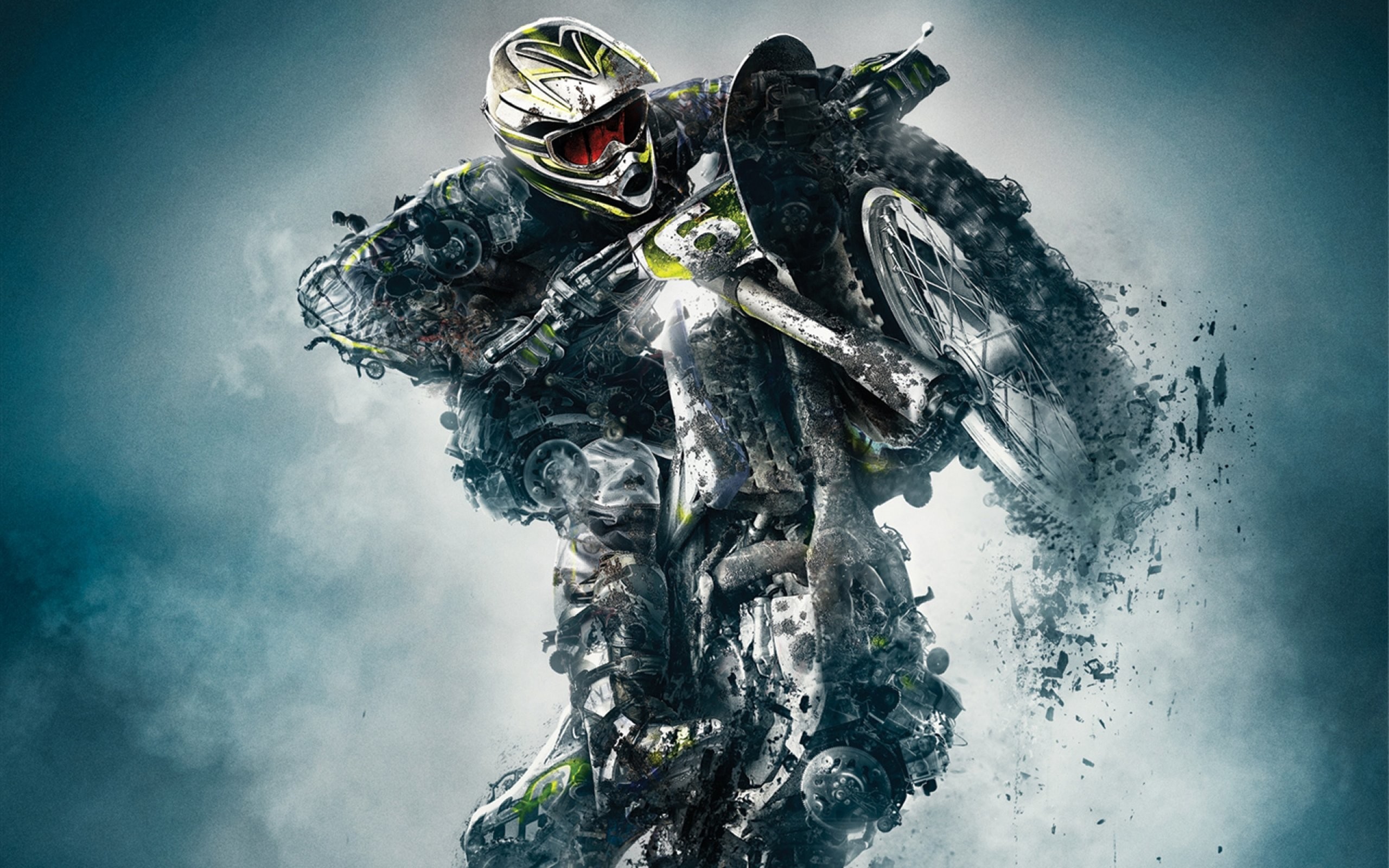 Monster Energy, Motocross, Dispersione, Arte digitale, 2K 1600p, sfondo desktop