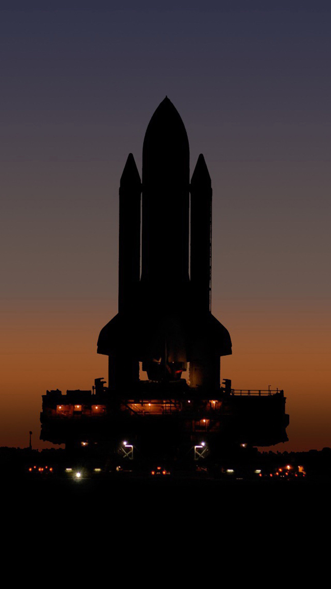 Space Shuttle, Rampa di lancio, Silhouette, Alba, Full HD, sfondo per smartphone