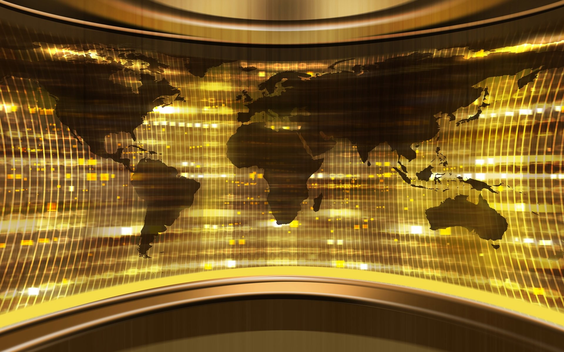 Mappa del mondo, Oro, Digital art, 1920x1200, sfondo per PC