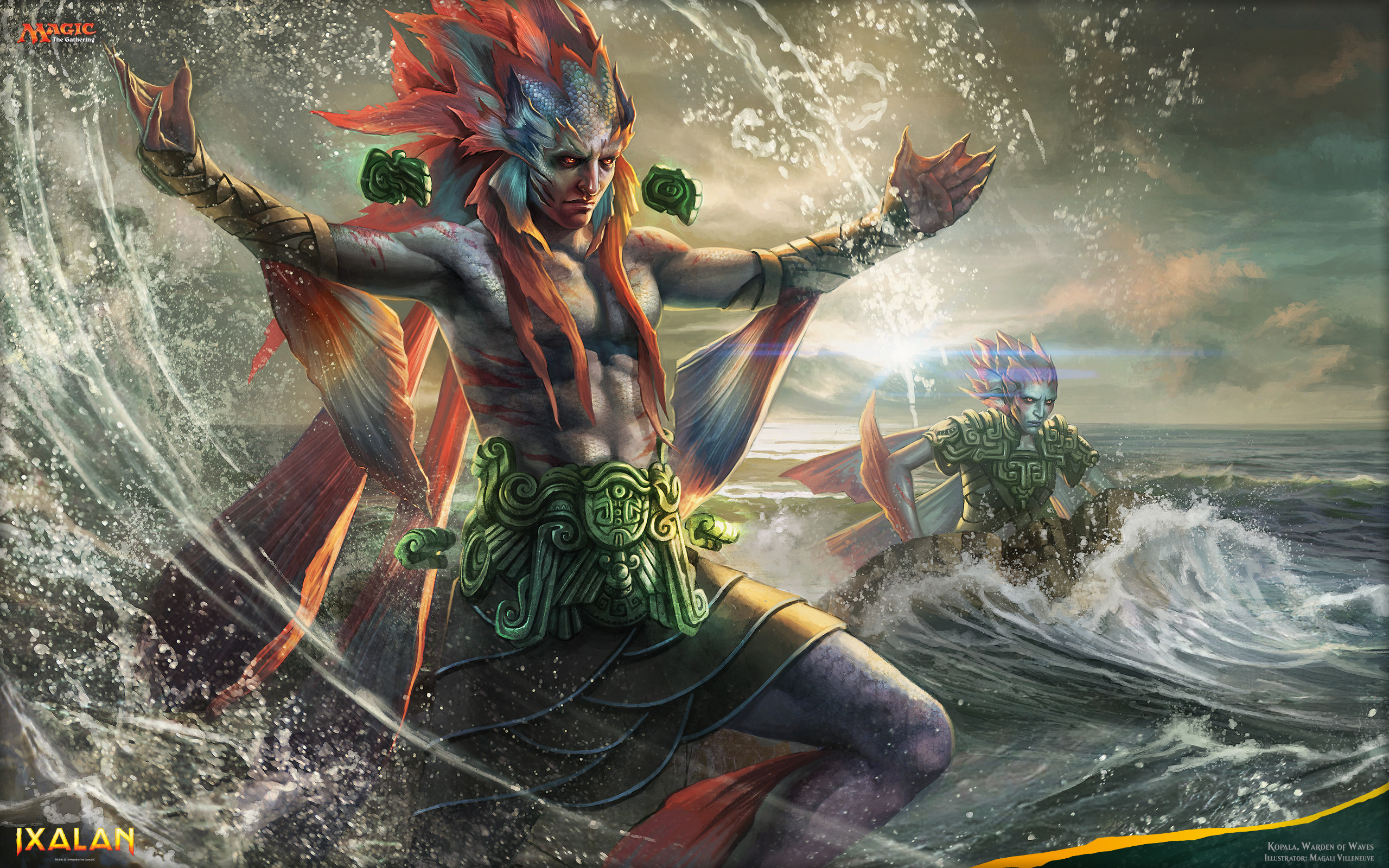 Ixalan, Magic: The Gathering, Tritone, Mare in tempesta, Fantasy, sfondo MacBook Air
