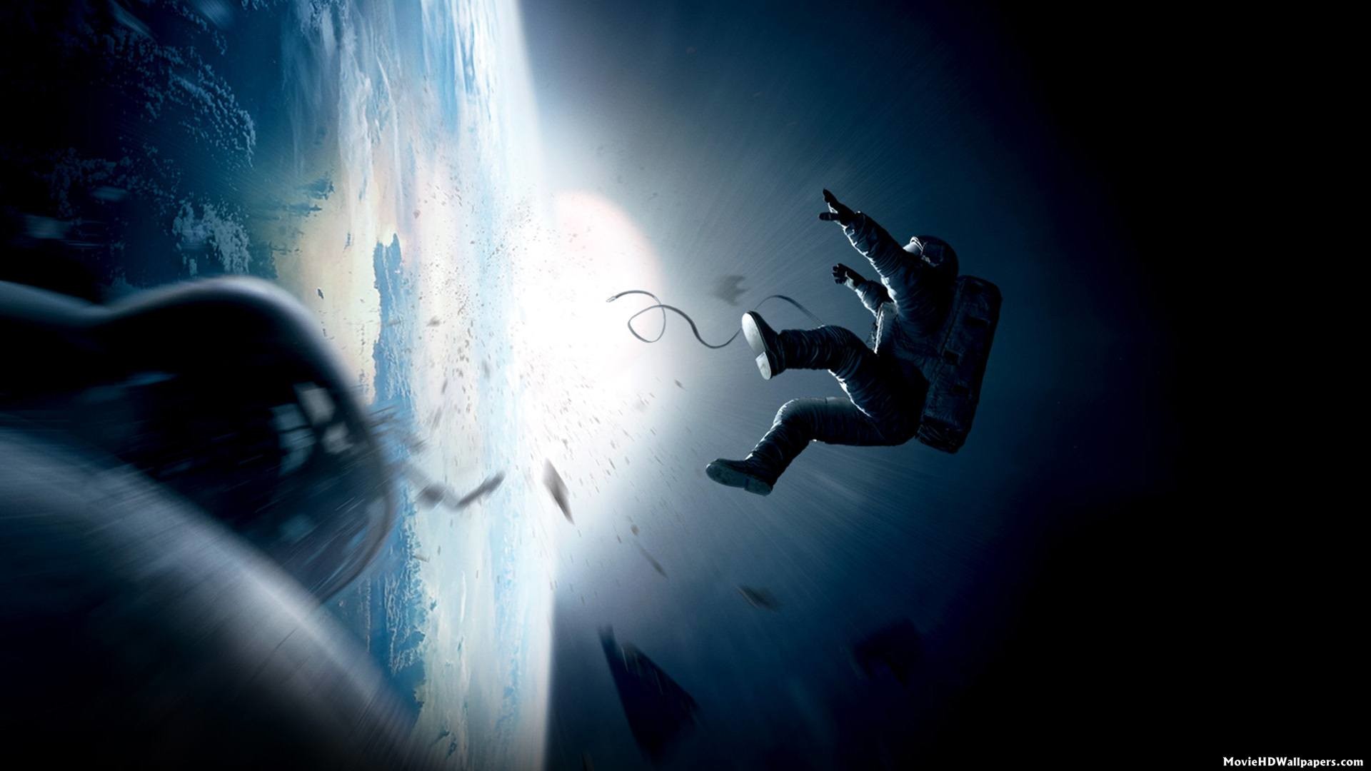 Gravity, Astronauta, Spazio, Terra, Detriti, Full HD, sfondo desktop