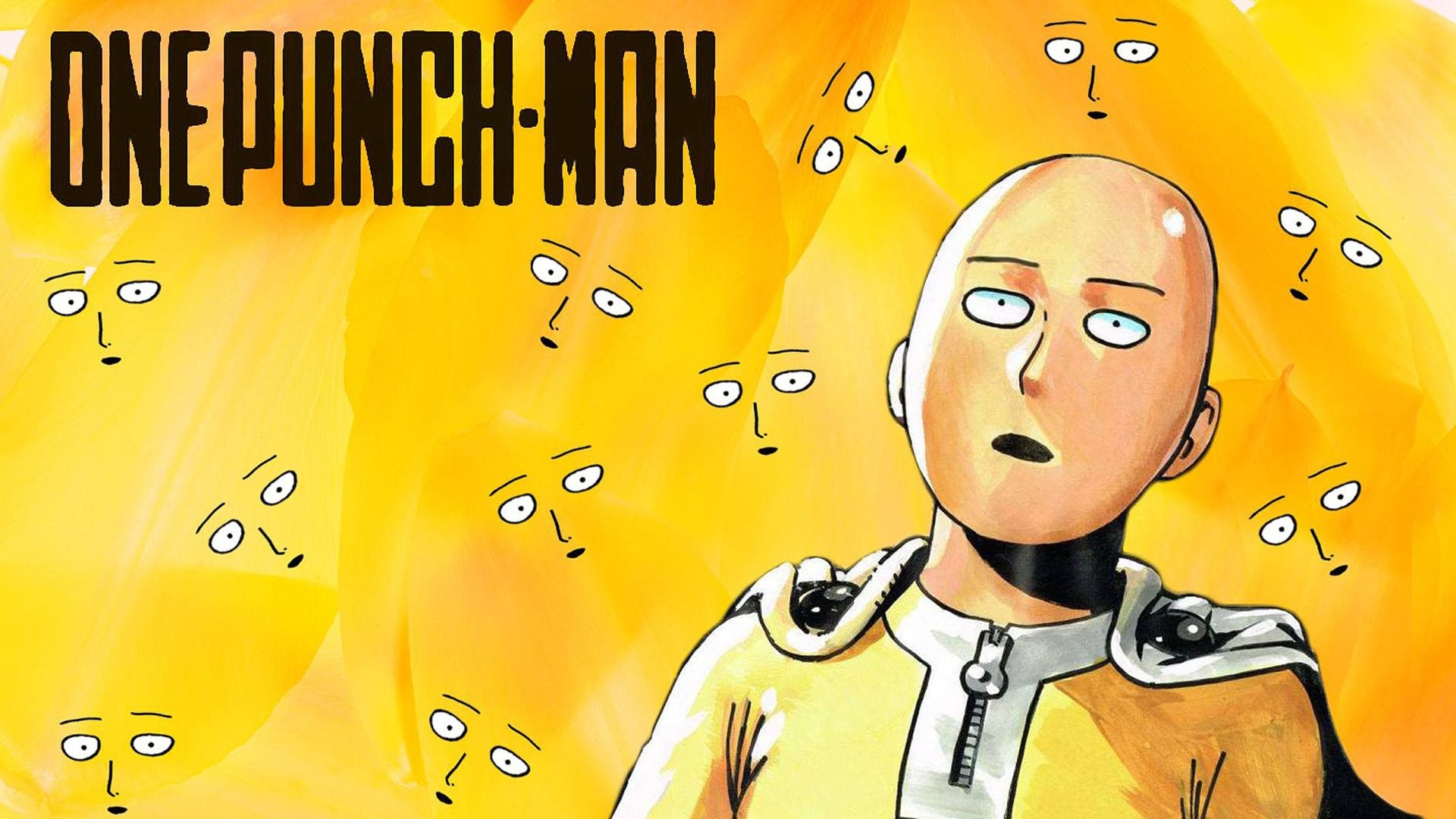 Saitama, One Punch Man, Logo, Giallo, Full HD, sfondo per PC