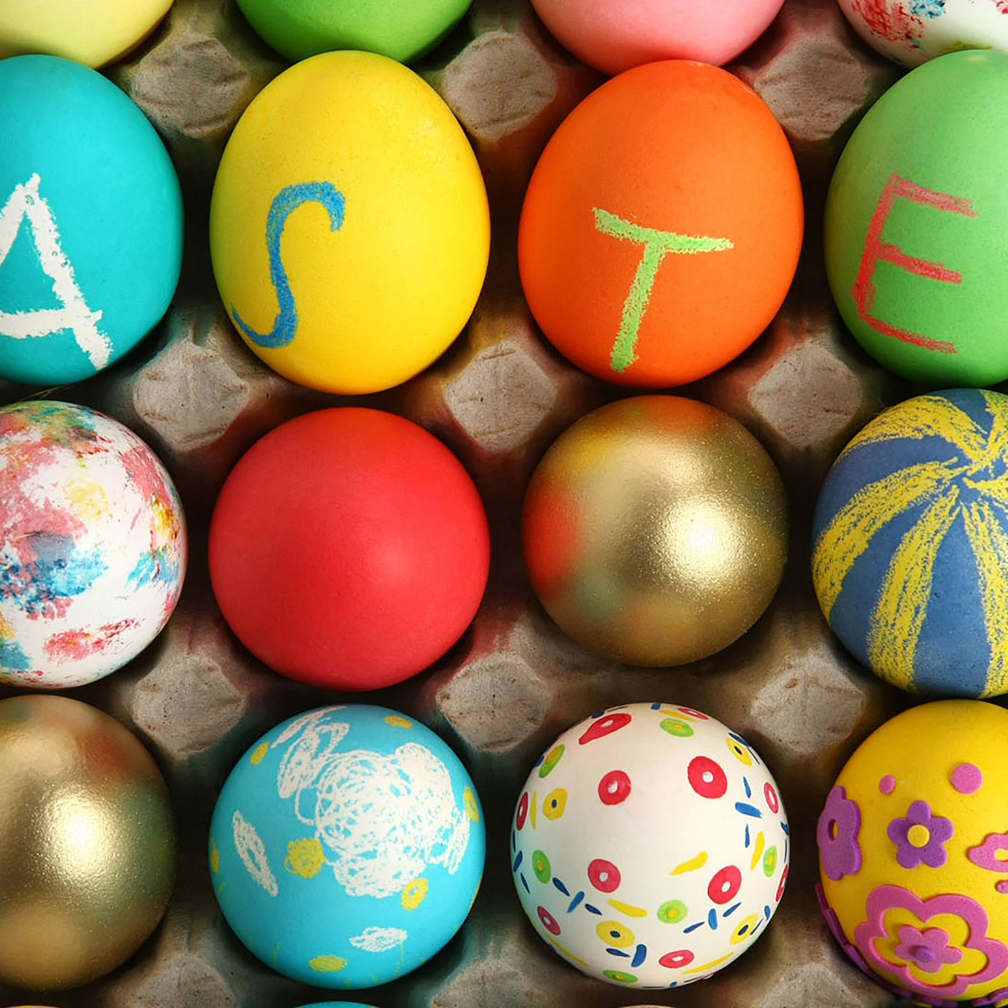 Uova di Pasqua, Easter, Portauova, Uova dipinte, Full HD, schermata di blocco iPad