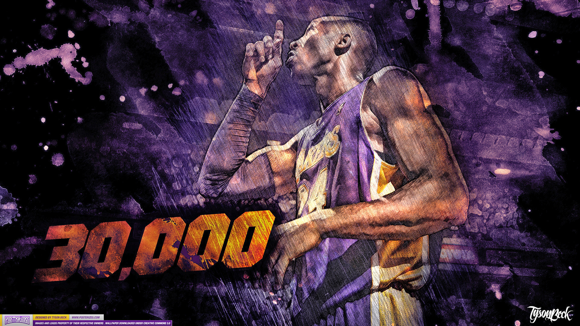 Kobe Bryant, Los Angeles Lakers, 30.000 punti, Viola, 16:9 Full HD, sfondo widescreen