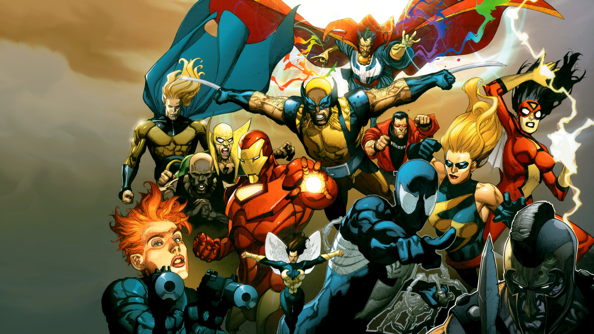 Marvel Comics, Wolverine, Iron Man, Spider-Woman, Ms. Marvel, Supereroi, Fumetto, sfondo desktop