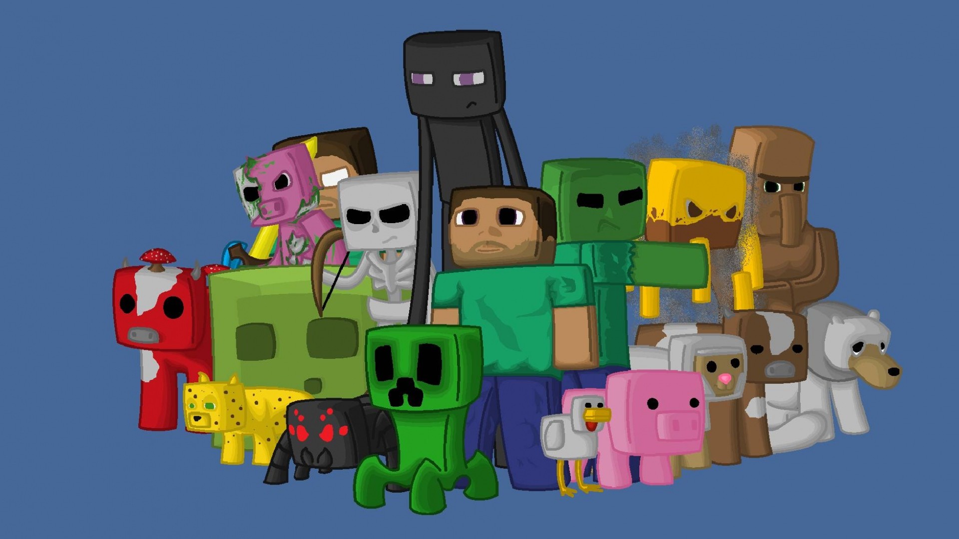 Minecraft, Creeper, Enderman, Mob, Cartoon, Full HD, sfondo Windows 11