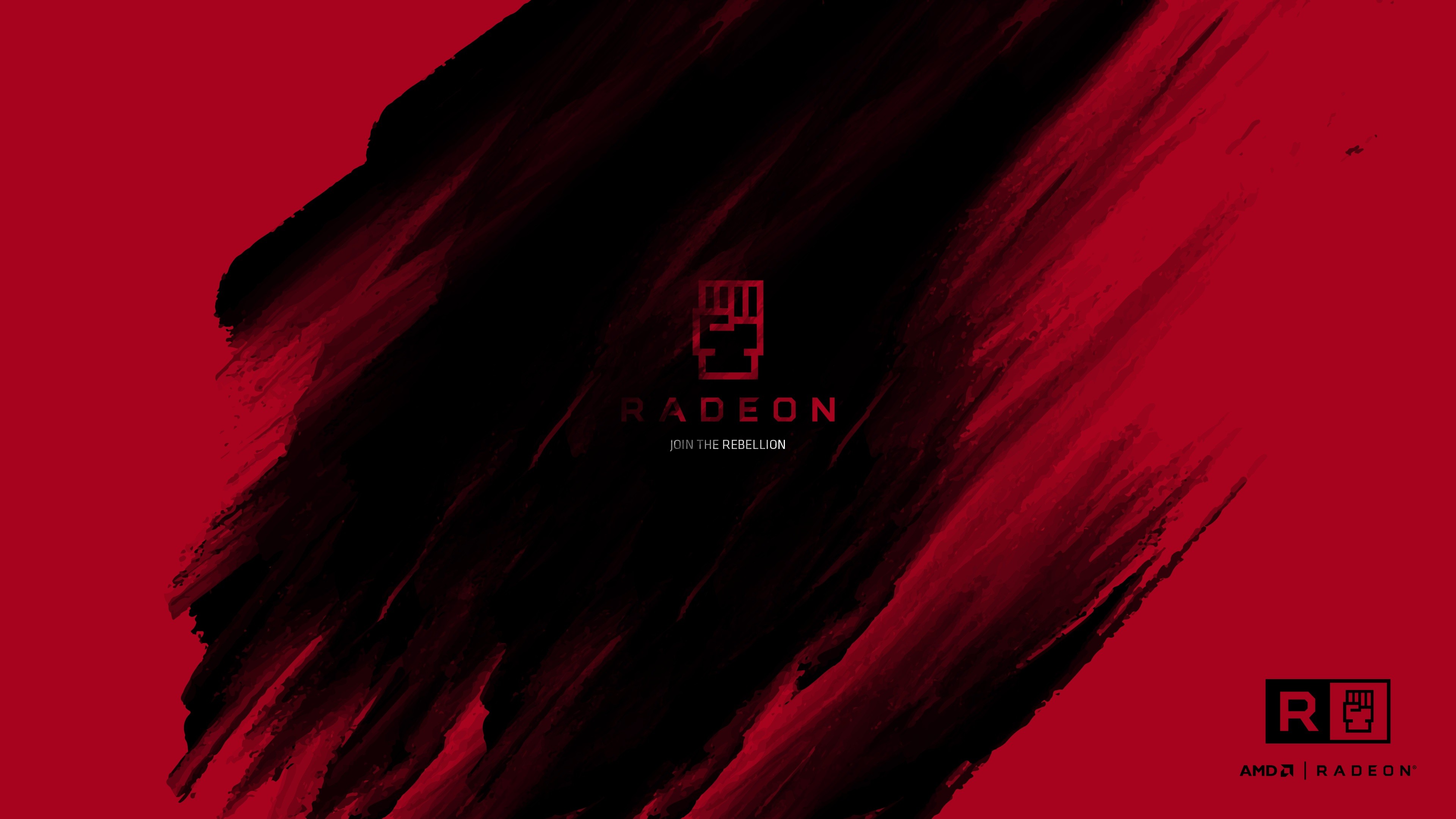 AMD Radeon, Pennellate, Rosso, 4K, sfondo desktop