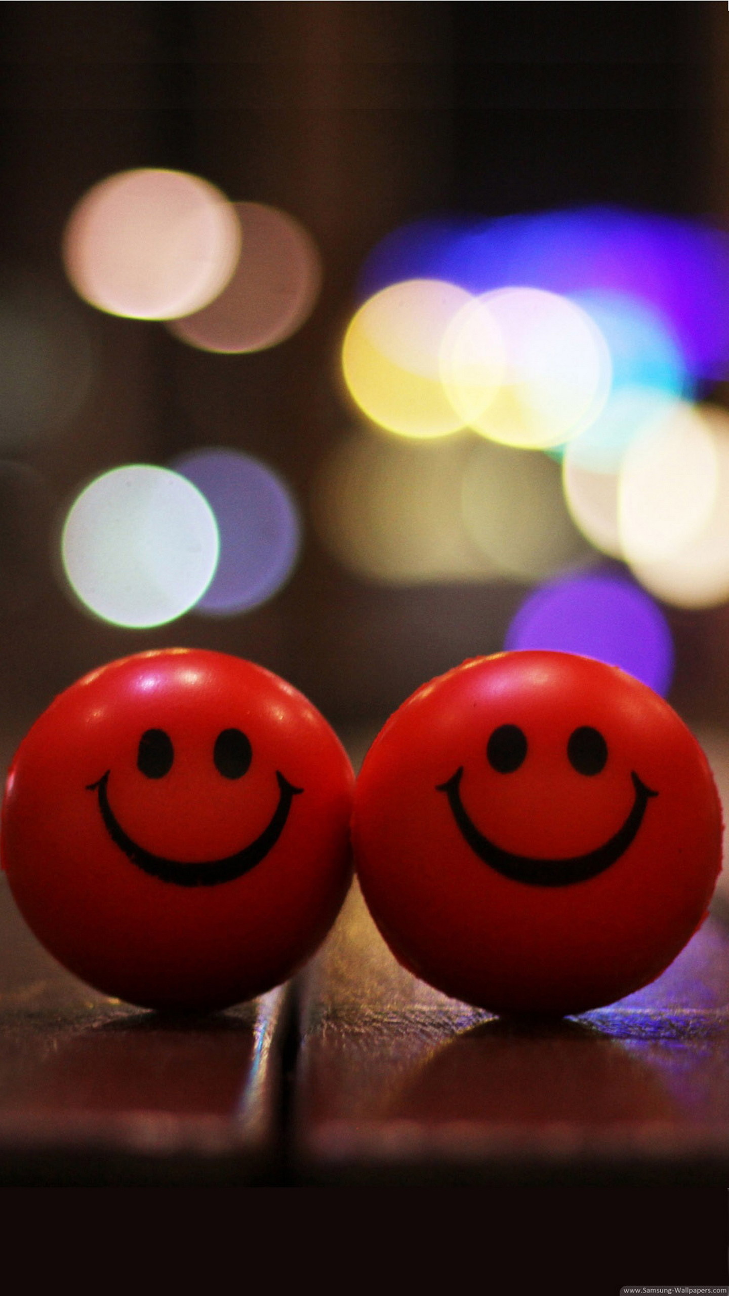 Smile, Palline rosse, Bokeh, QHD+, sfondo per smartphone