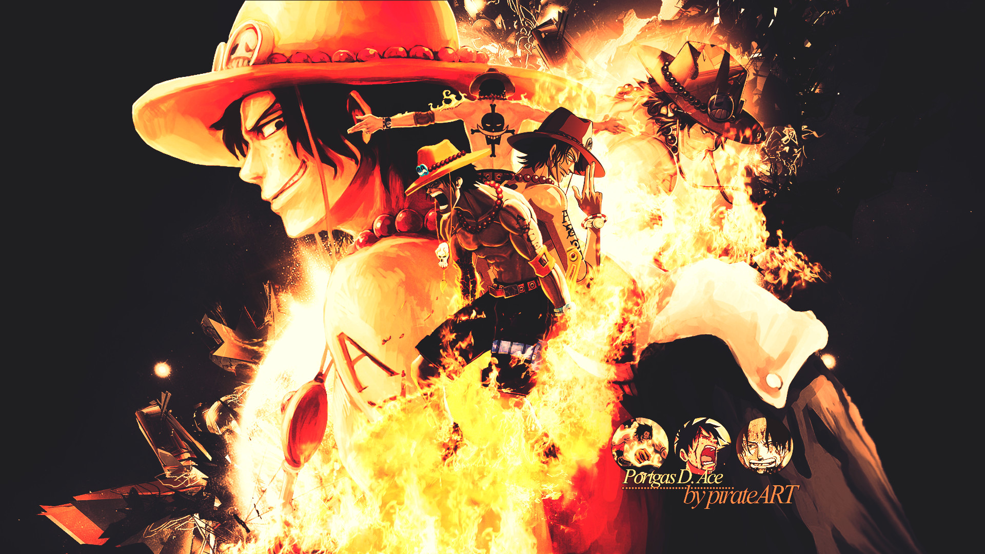 Portgas D. Ace, Mera Mera no Mi, Fuoco, One Piece, Toni caldi, 16:9 Full HD, sfondo widescreen