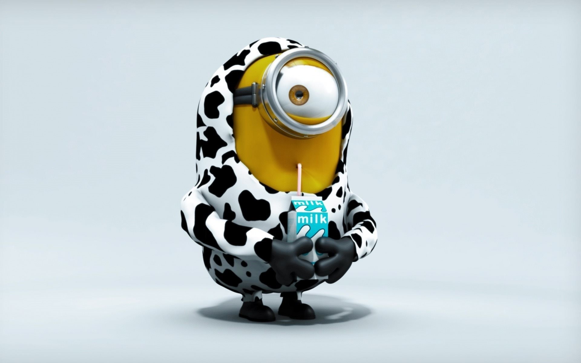 Minion, Costume da mucca, Latte, Sfondo grigio, 1920x1200, wallpaper desktop