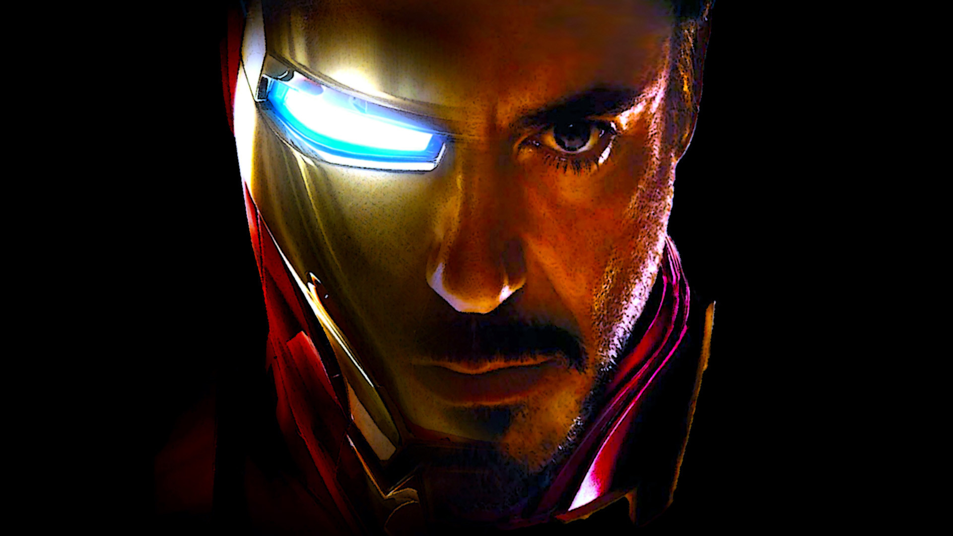 Iron Man, Tony Stark, Robert Downey Jr., Elmo, Primo piano, 16:9 Full HD, sfondo widescreen