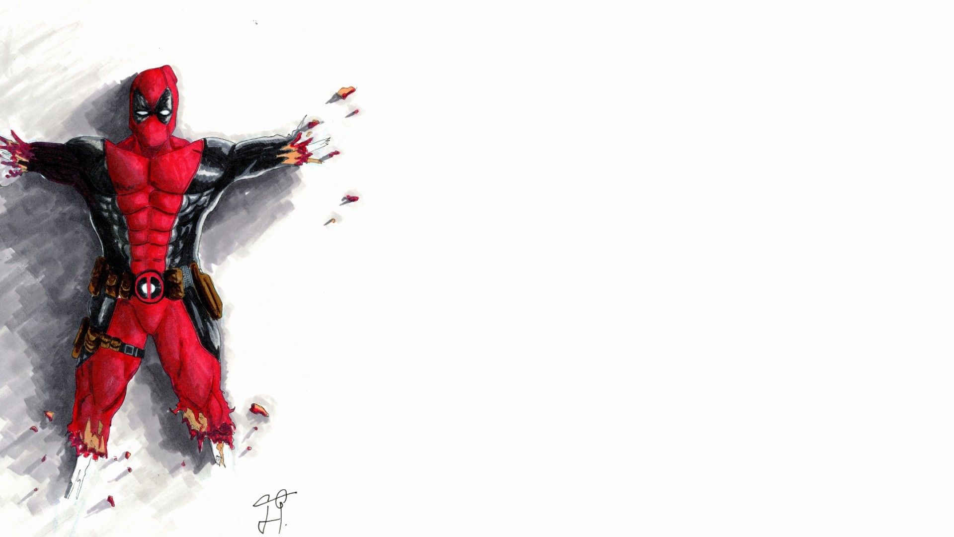 Deadpool, Disegno, Frecce, Sfondo bianco, Full HD, wallpaper per PC