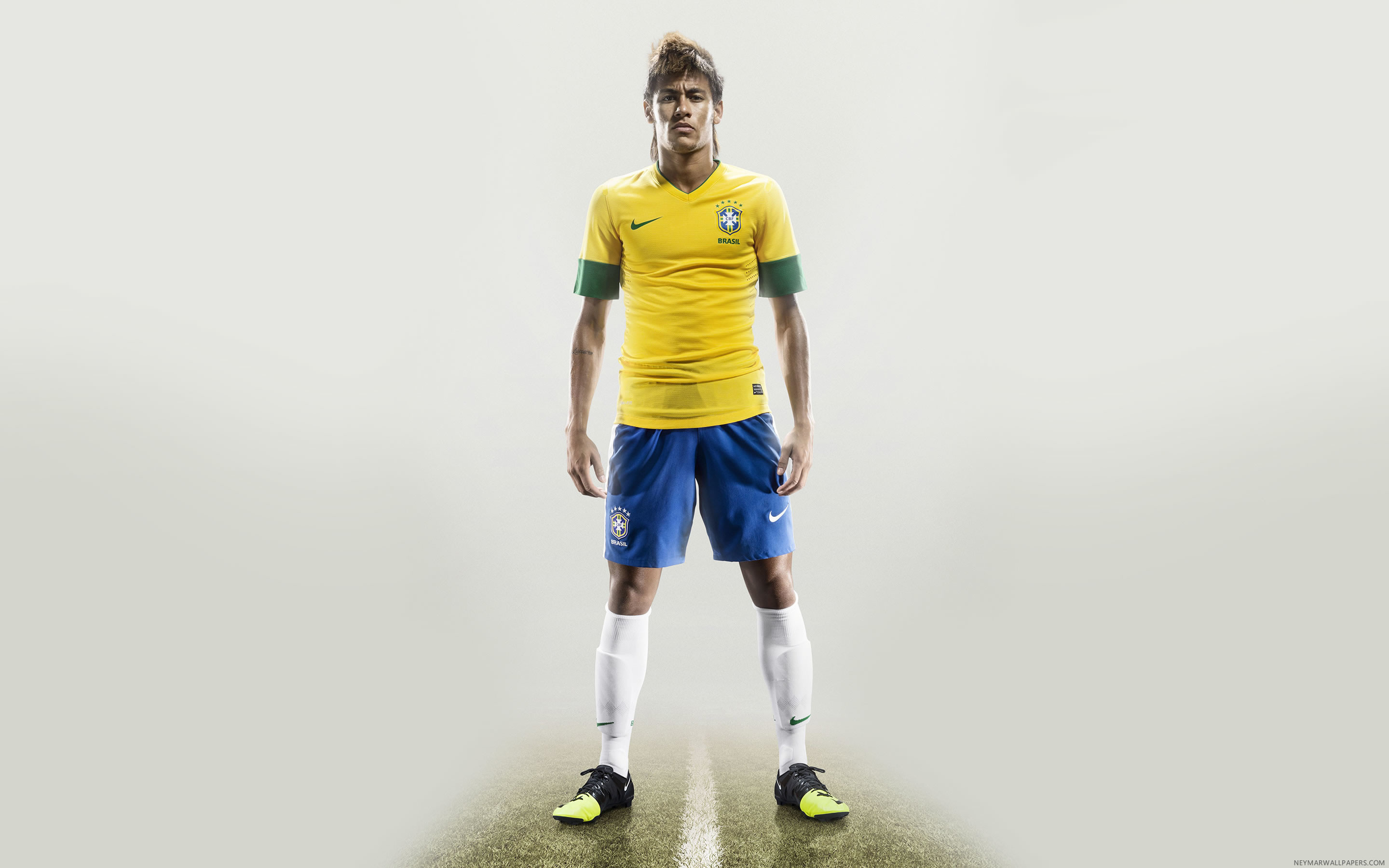 Neymar, Nazionale brasiliana, Figura intera, Sfondo chiaro, 16:10 2K, wallpaper widescreen