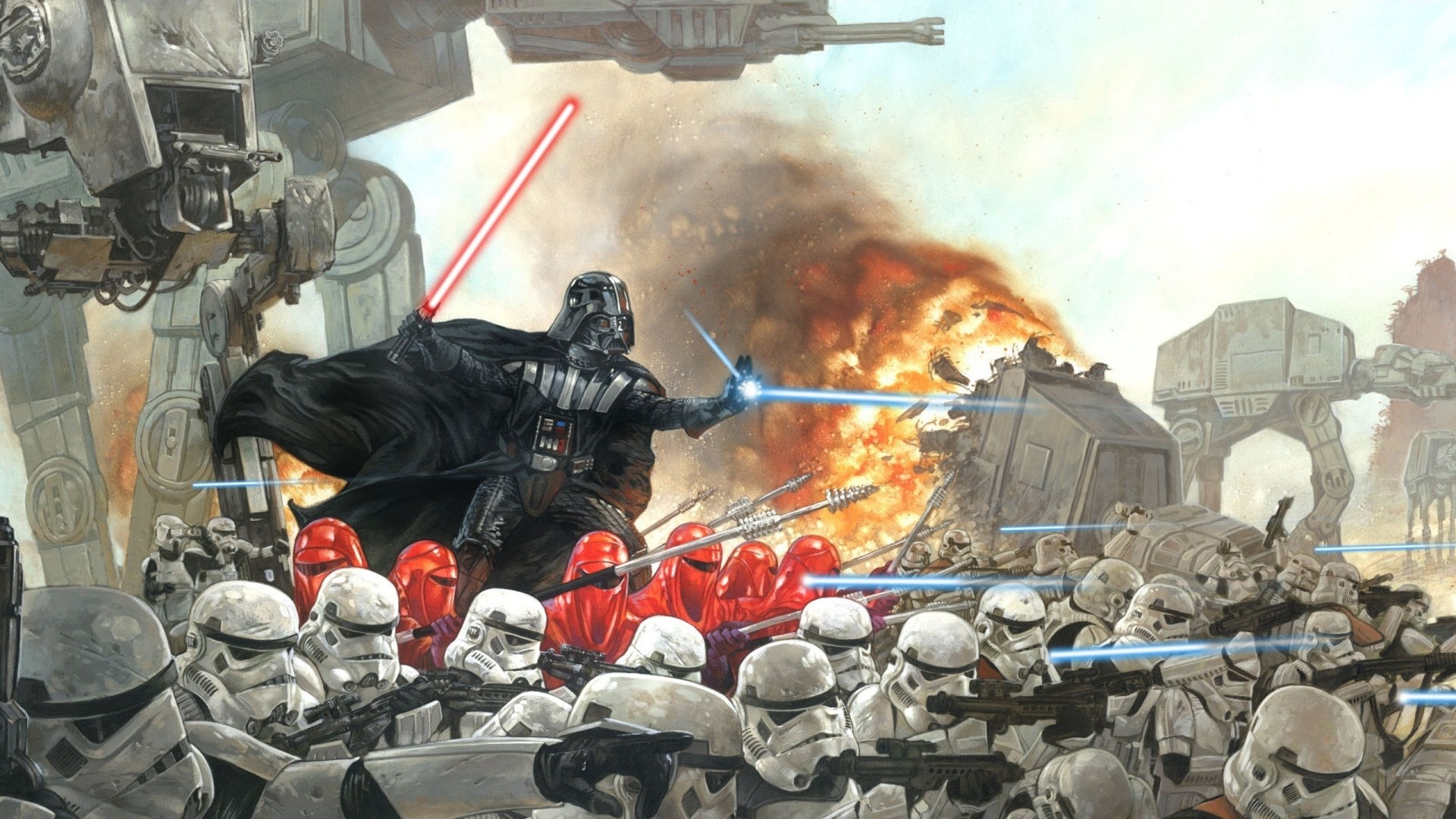 Darth Vader, Stormtrooper, AT-AT, Battaglia, Guardie Imperiali, Full HD, sfondo Windows 11