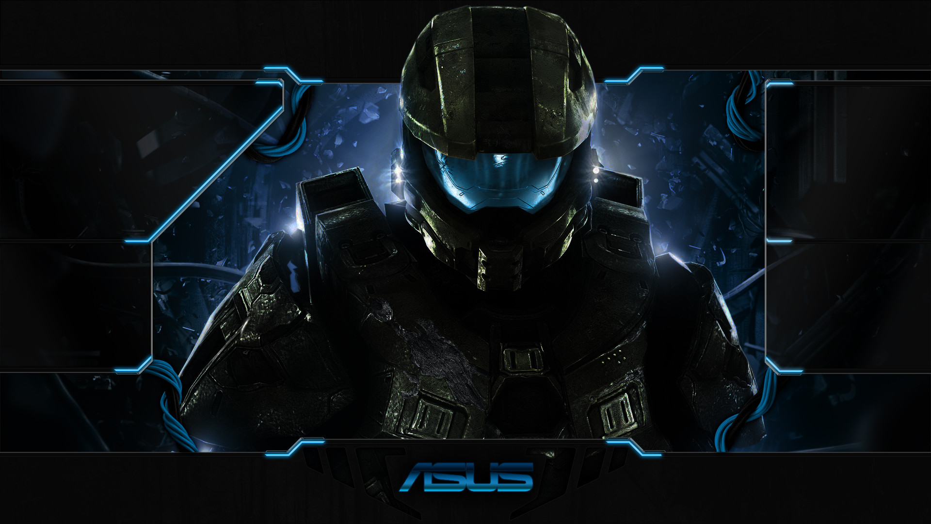 ASUS, Master Chief, Halo, Toni blu, 16:9 Full HD, sfondo widescreen