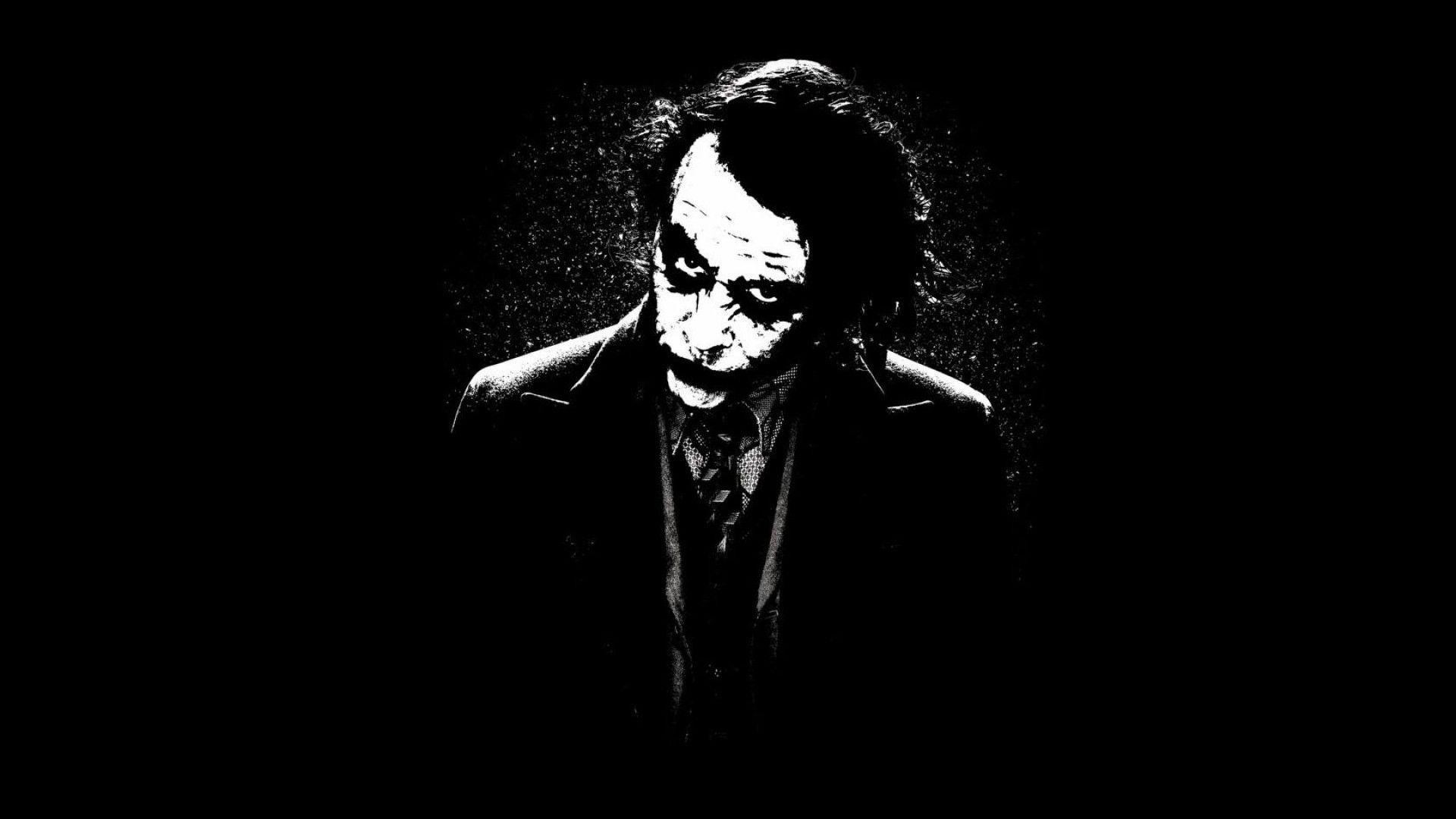 Joker, Heath Ledger, Il cavaliere oscuro, Minimalismo, Sfondo nero, wallpaper 1920x1080