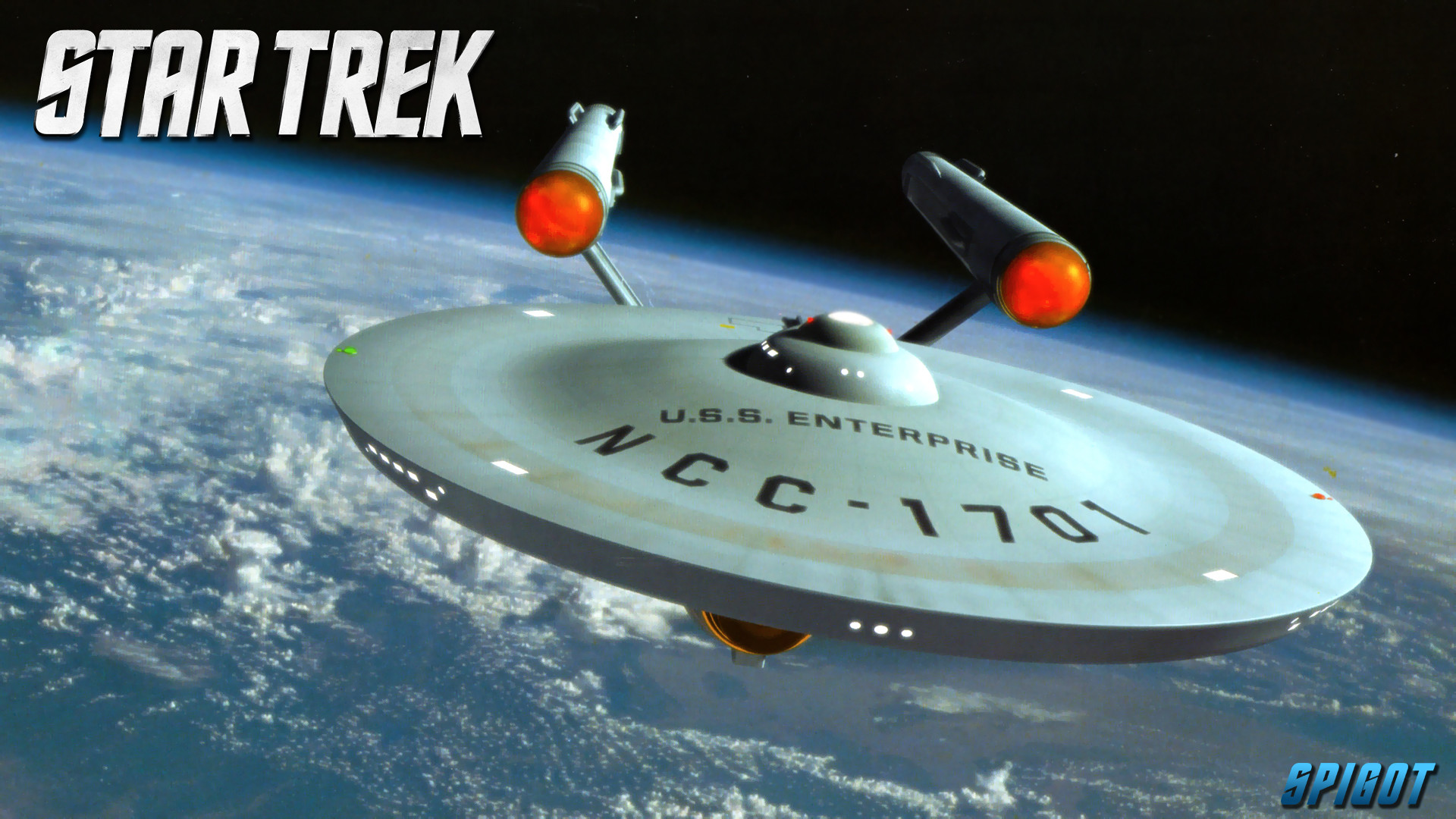 USS Enterprise (NCC-1701), Star Trek, Orbita terrestre, Astronave, Logo, sfondo desktop 1080p