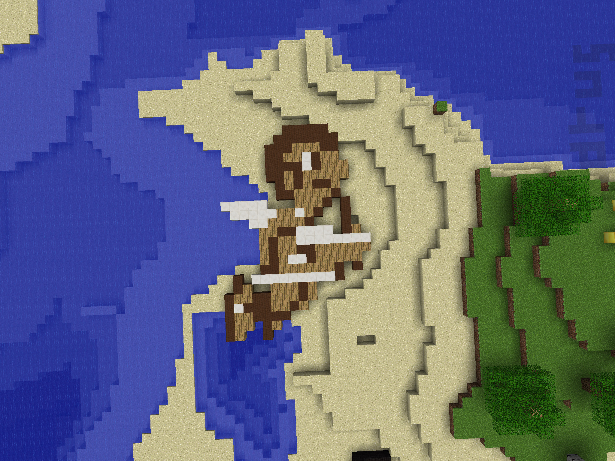 Minecraft, Pixel art, Isola, Vista aerea, sfondo per iPad e tablet