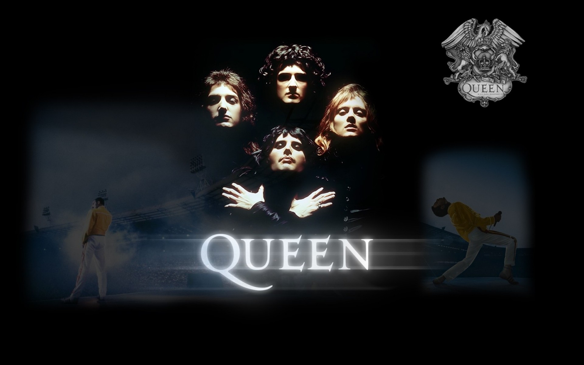 Queen, Freddie Mercury, Bohemian Rhapsody, Logo dei Queen, Sfondo nero, wallpaper 1920x1200
