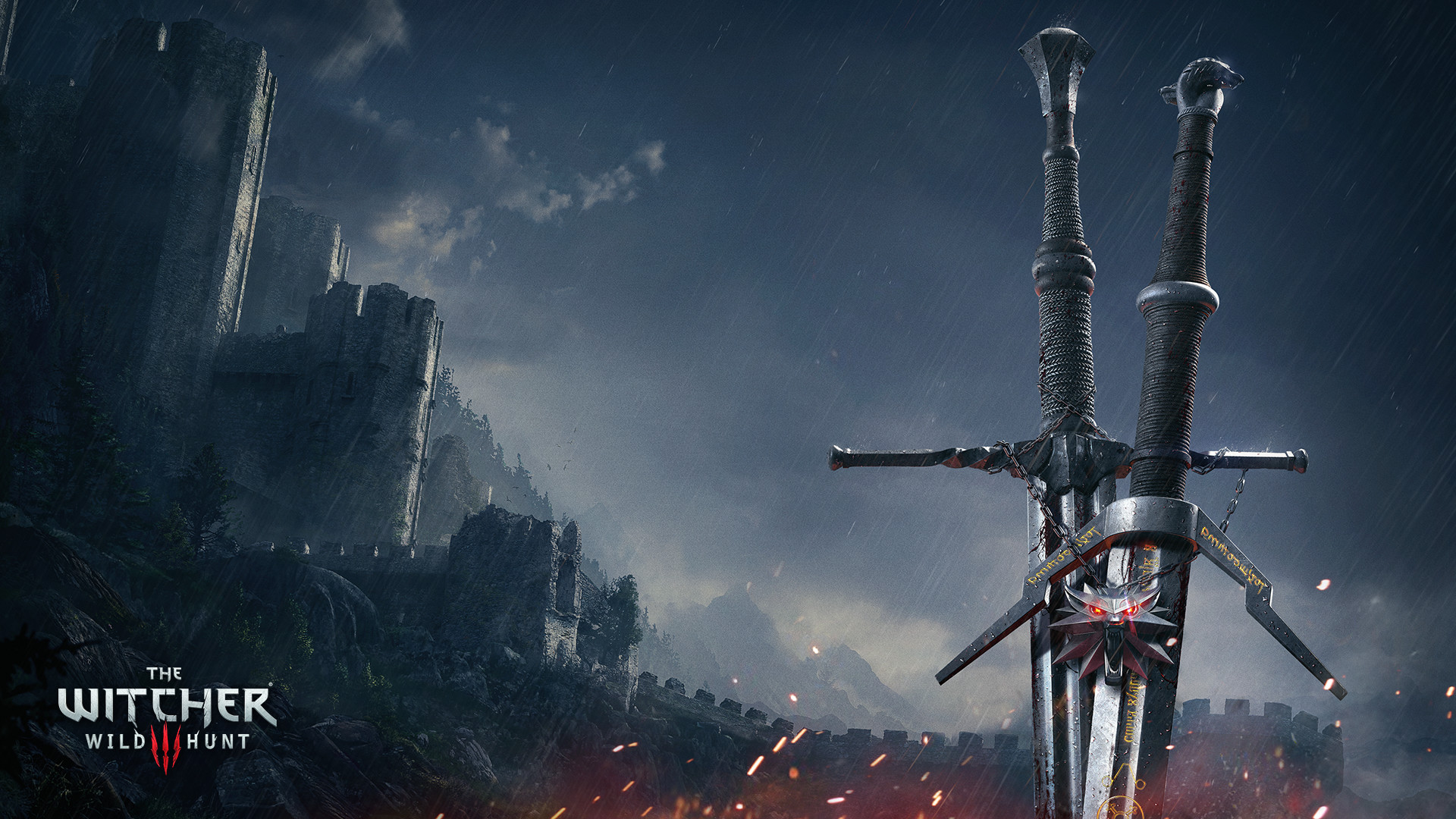 The Witcher 3: Wild Hunt, Spade del Witcher, Kaer Morhen, Castello, Tempesta, sfondo Full HD