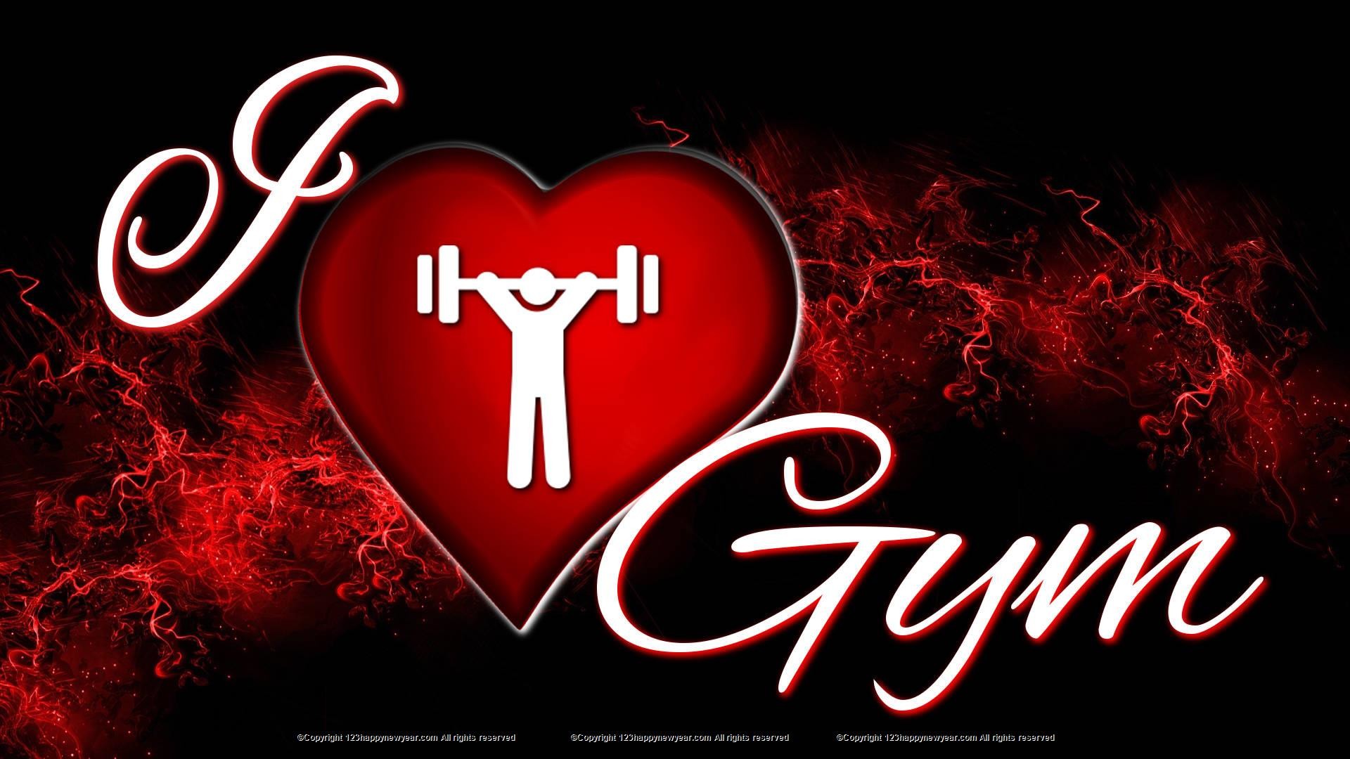 I Love Gym, Cuore, Sollevatore, Sfondo rosso, 1920x1080, wallpaper desktop