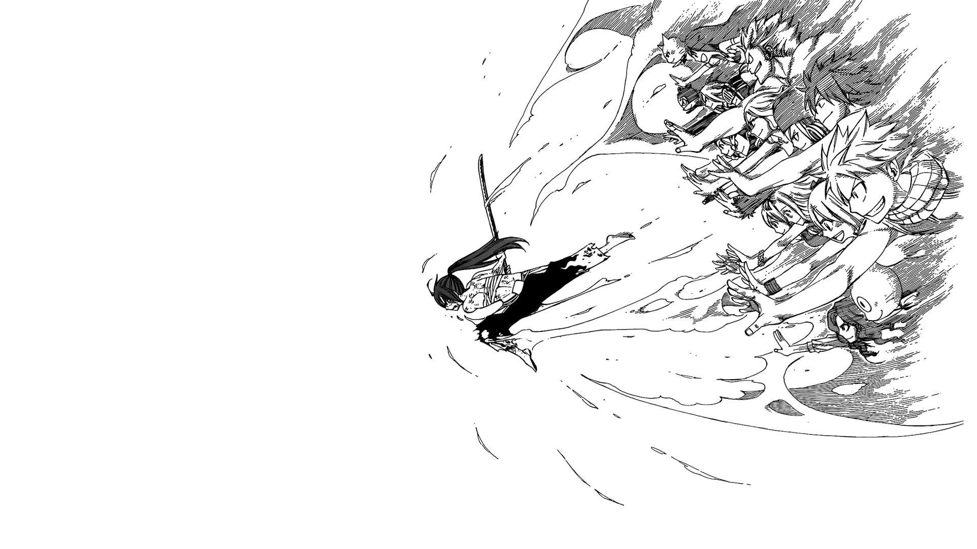 Manga, Bianco e nero, Combattimento, Sfondo bianco, Schizzo, 1920x1080, wallpaper desktop