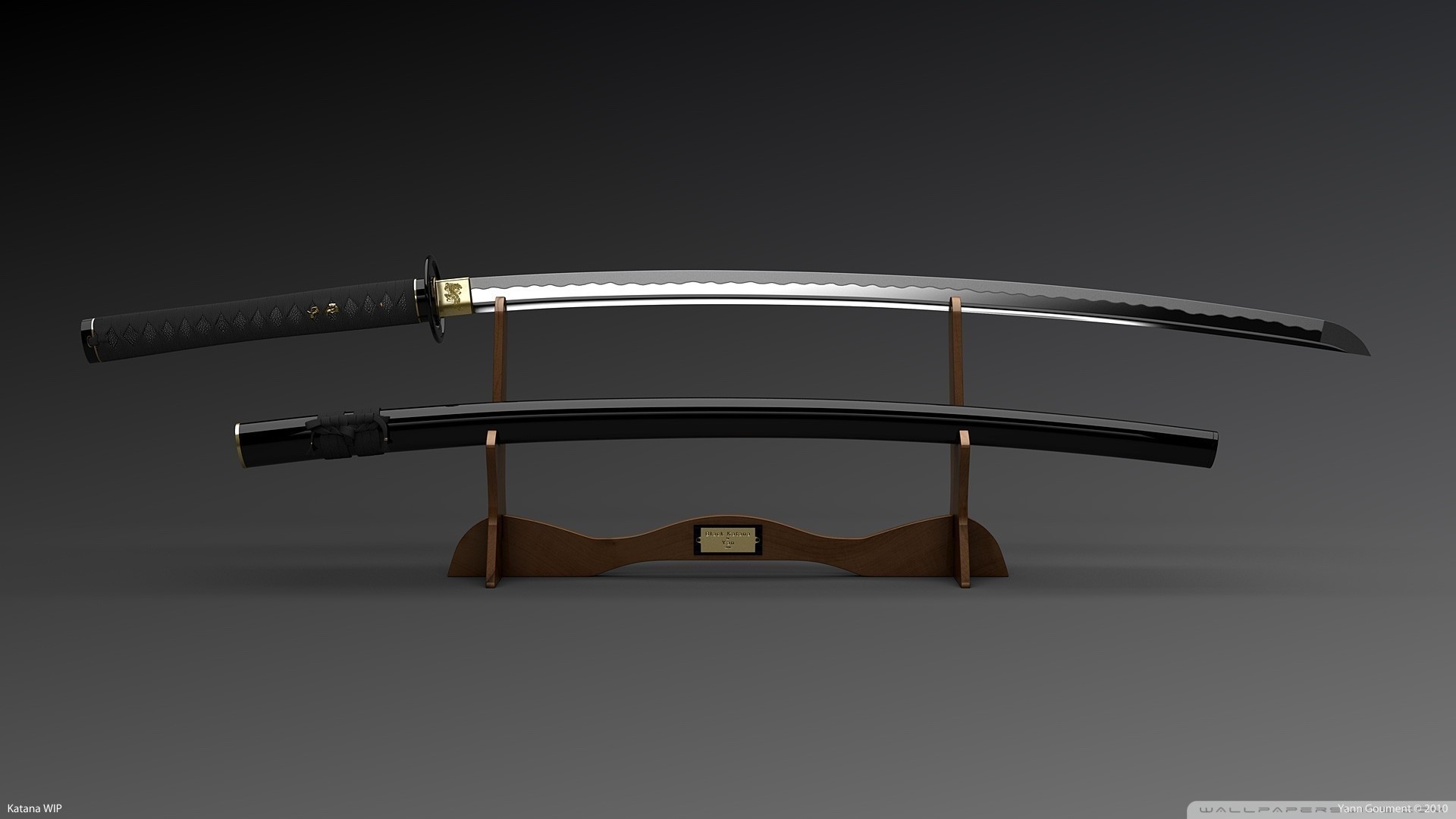 Katana, Saya, Supporto per spada, Grigio, 1920x1080, immagine di sfondo