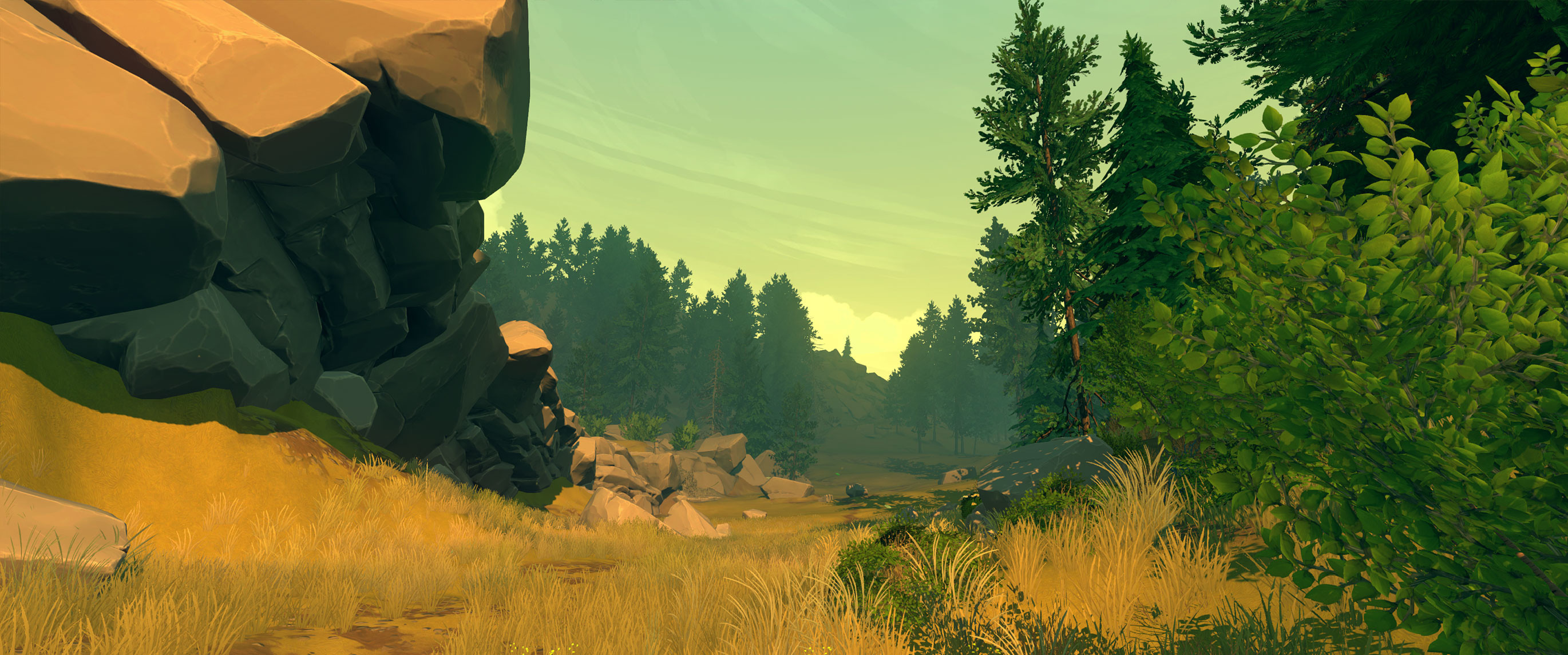 Firewatch, Rocce, Prato, Bosco, 21:9 Full HD, sfondo widescreen