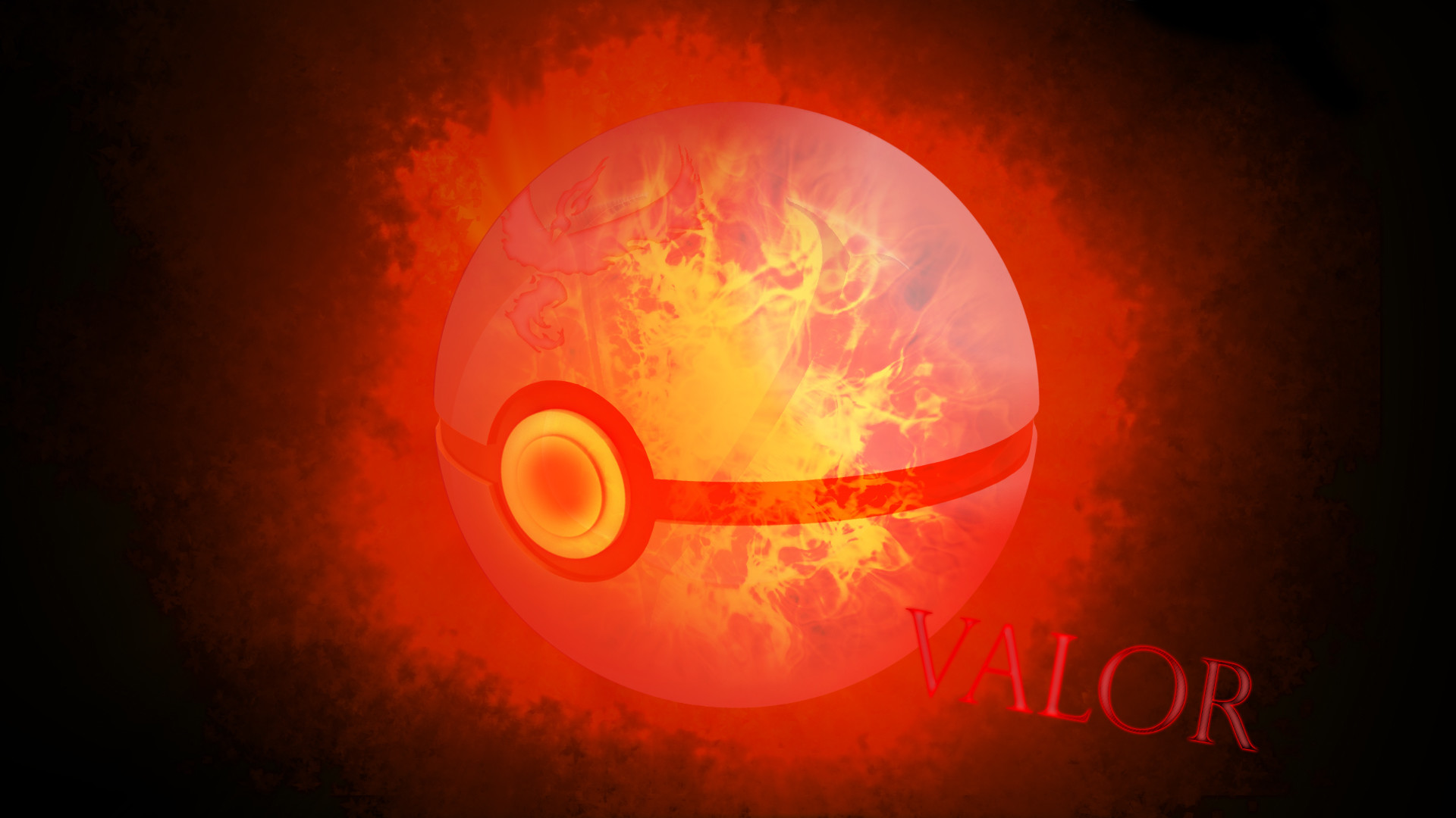 Poké Ball, Team Valore, Pokémon GO, Fiamme, Rosso, 1920x1080, immagine di sfondo