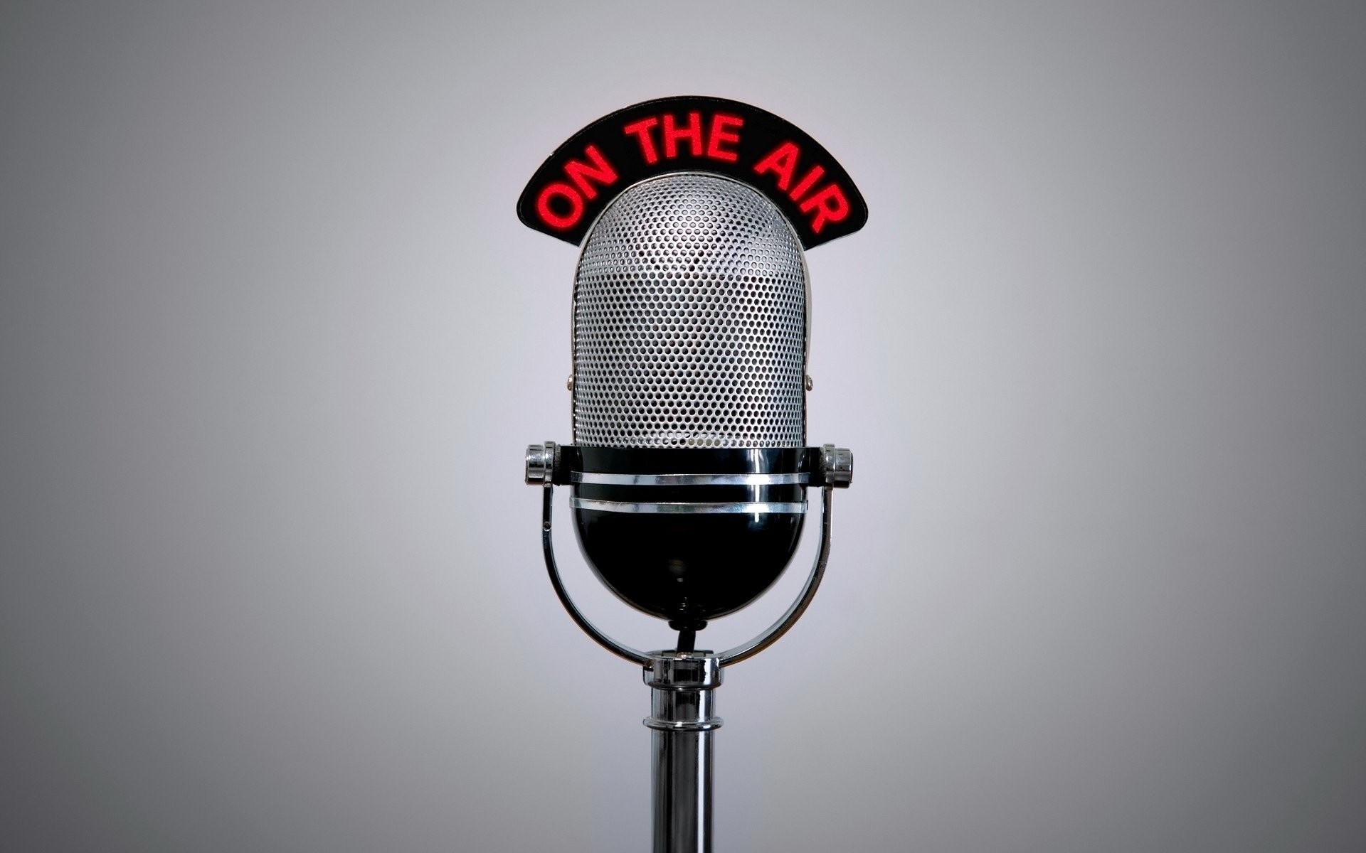 Microfono vintage, On the Air, Radio, Grigio, 16:10 Full HD, sfondo widescreen