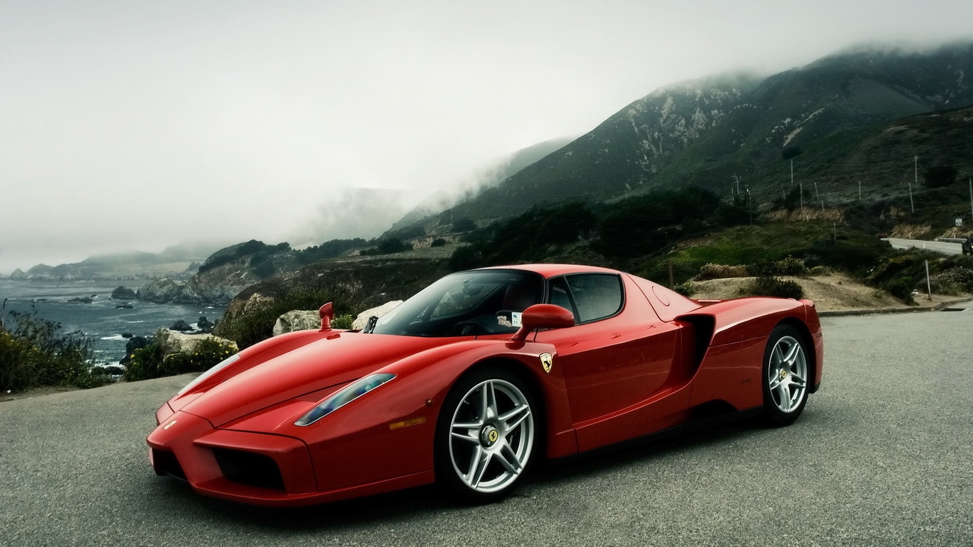 Ferrari Enzo, Rosso, Costa, 16:9 Full HD, sfondo widescreen