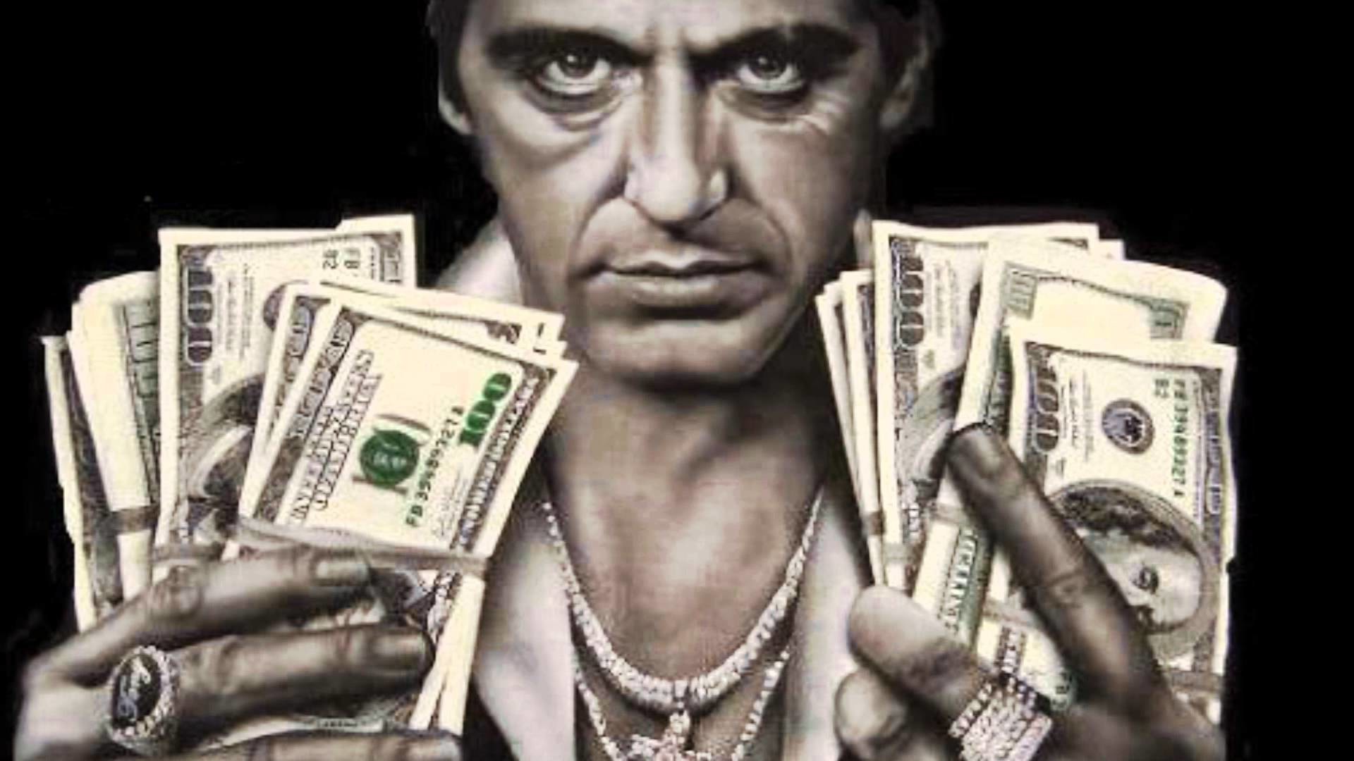 Tony Montana, Al Pacino, Scarface, Dollari, Bianco e nero, Full HD, sfondo per PC