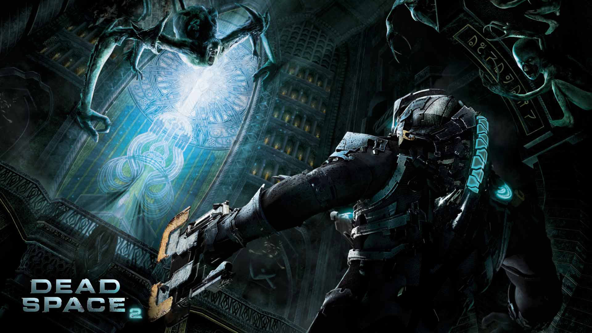 Isaac Clarke, Dead Space 2, Necromorfi, Plasma cutter, Ciano, Full HD, sfondo per portatile