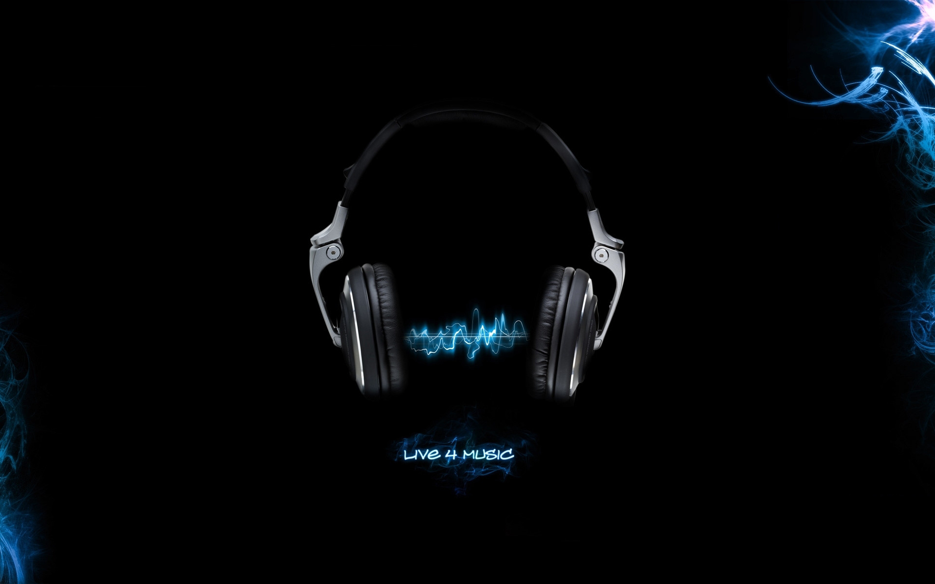 Cuffie, Live 4 Music, Onda sonora, Sfondo nero, 16:10 Full HD, wallpaper widescreen