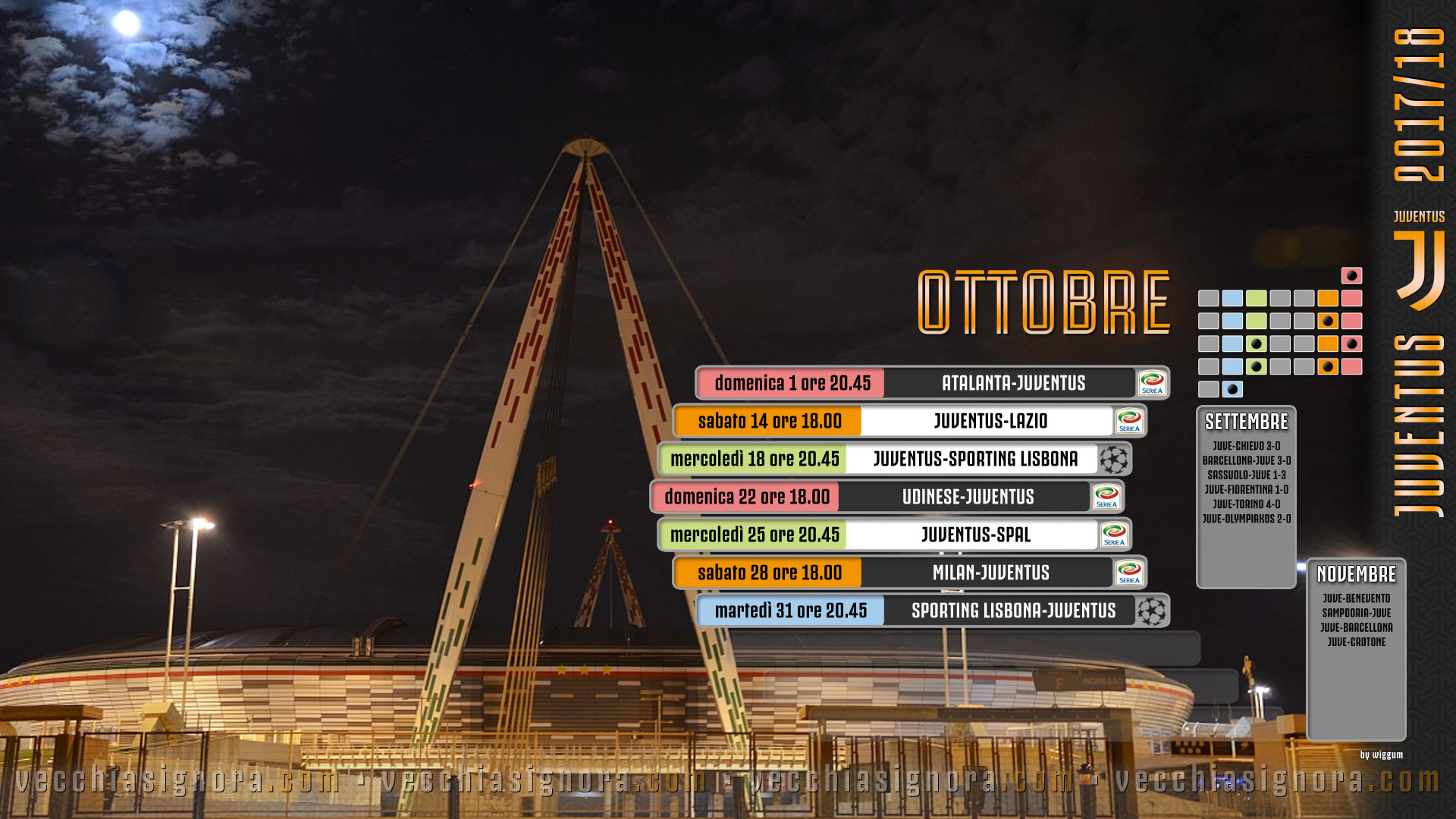 Juventus, Calendario, Ottobre 2017, Juventus Stadium, Full HD, sfondo Windows 11