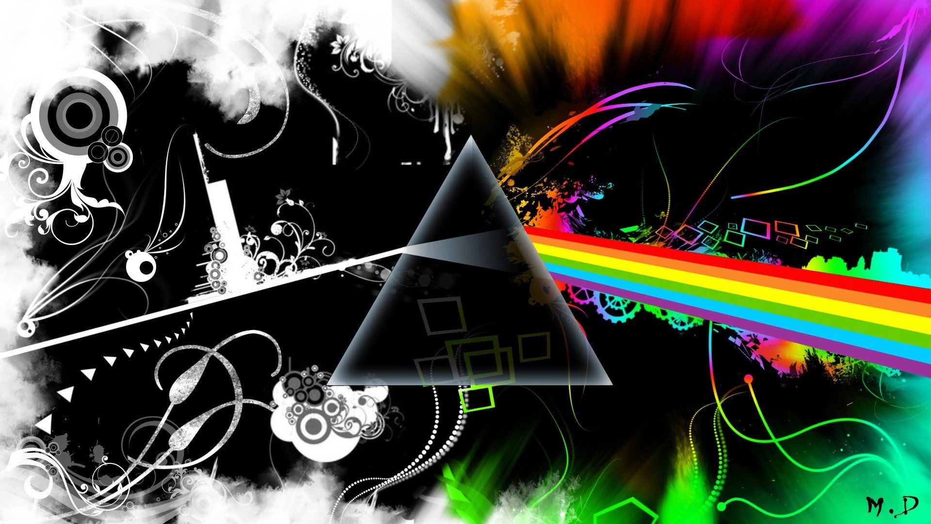 Pink Floyd, The Dark Side of the Moon, Prisma, Arcobaleno, 1920x1080, wallpaper desktop