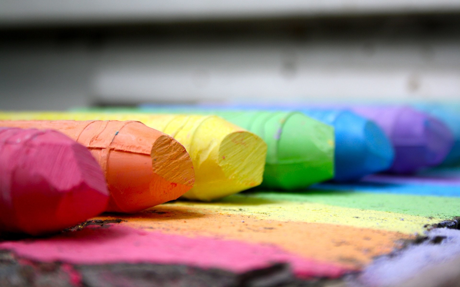 Gessetti colorati, Arcobaleno, Macro, 1920x1200, sfondo per PC