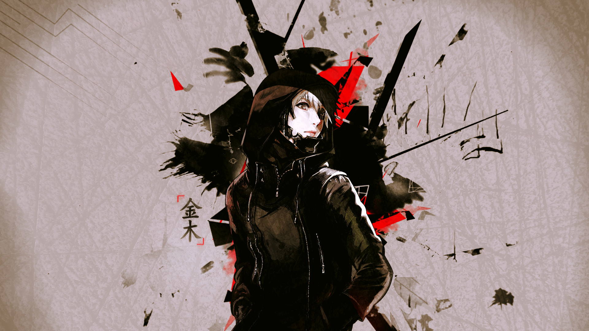 Ken Kaneki, Tokyo Ghoul, Cappuccio, Arte astratta, 1920x1080, immagine di sfondo