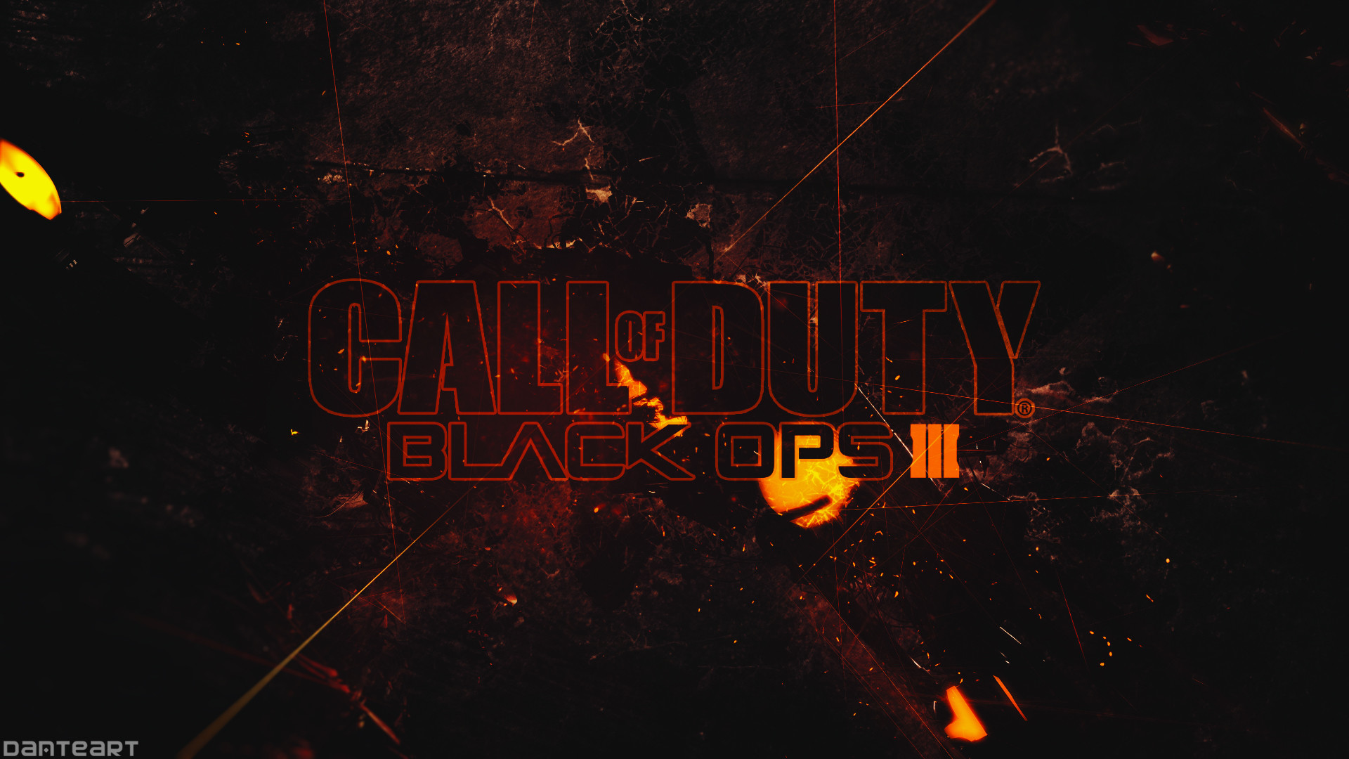 Call of Duty: Black Ops III, Logo, Scintille, Sfondo scuro, 1920x1080, wallpaper desktop