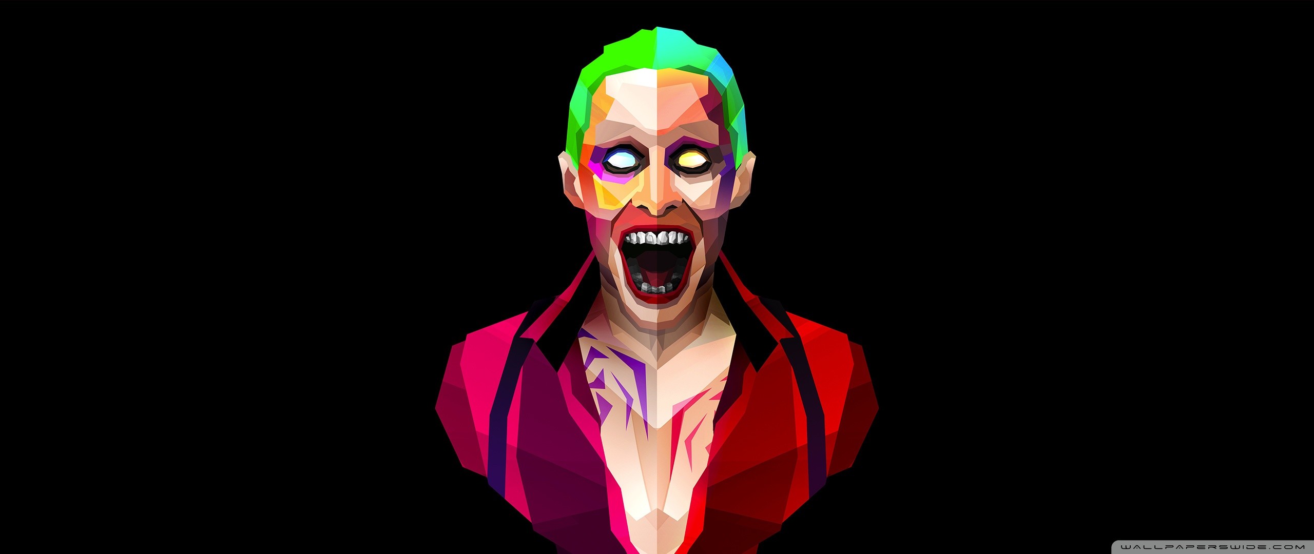Joker, Jared Leto, Suicide Squad, Low poly, 21:9 1080p, sfondo per monitor ultrawide