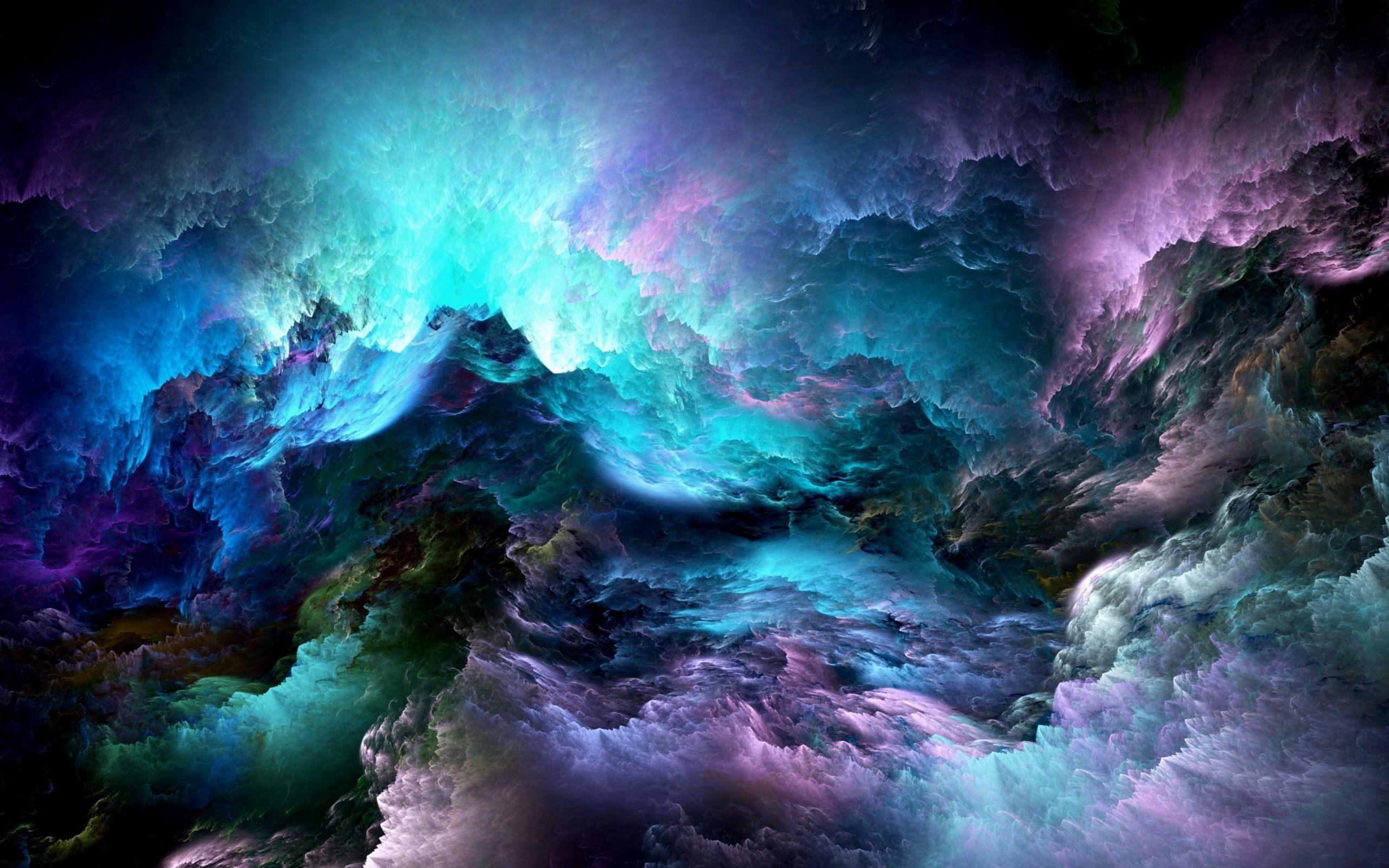 Nuvole astratte, Arte frattale, Blu, Viola, Arte digitale, 2560x1600, sfondo per PC