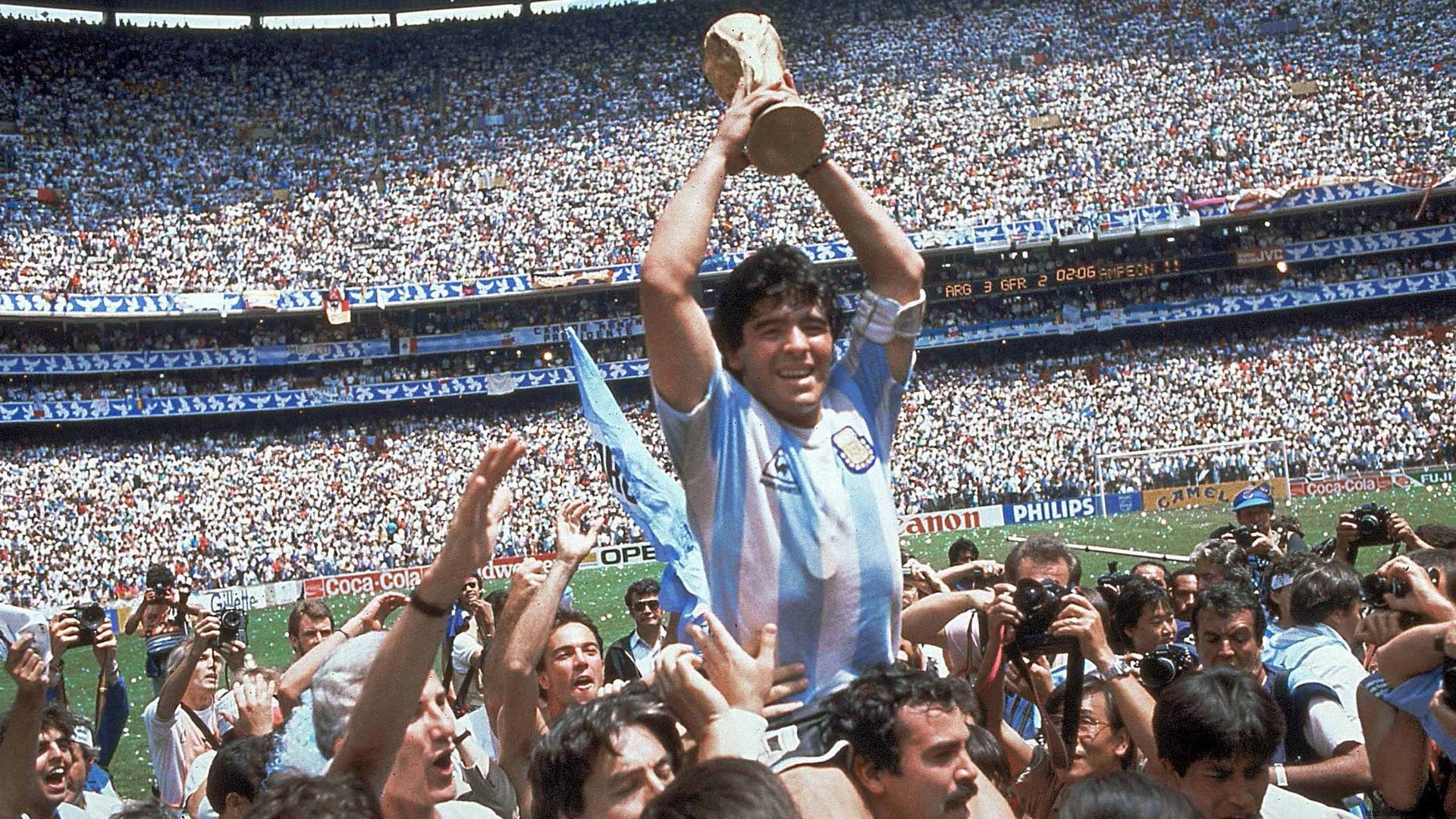 Diego Armando Maradona, Coppa del Mondo FIFA, Mondiali 1986, Nazionale argentina, Festeggiamenti, wallpaper Full HD