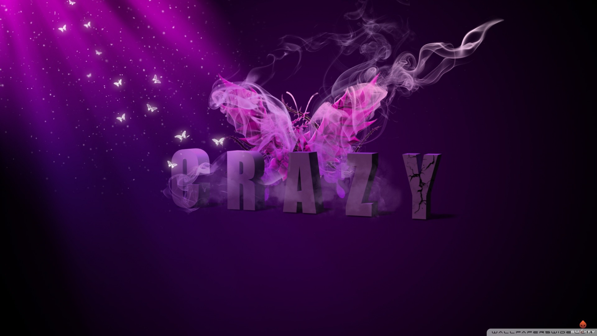 Crazy, Farfalla, Fumo rosa, Viola, Full HD 1080p, sfondo desktop