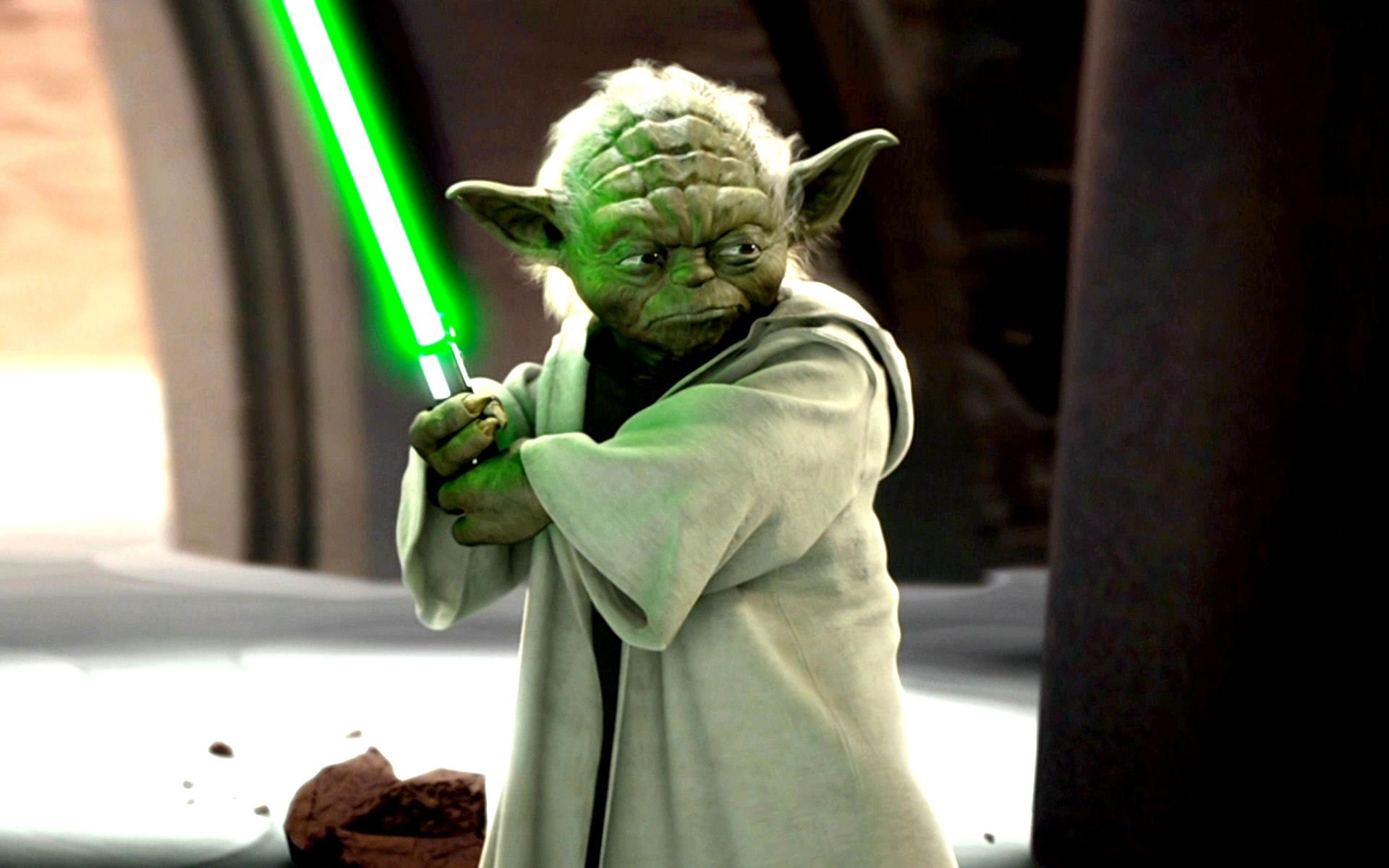 Yoda, Spada laser verde, L'attacco dei cloni, 1920x1200, sfondo MacBook Pro