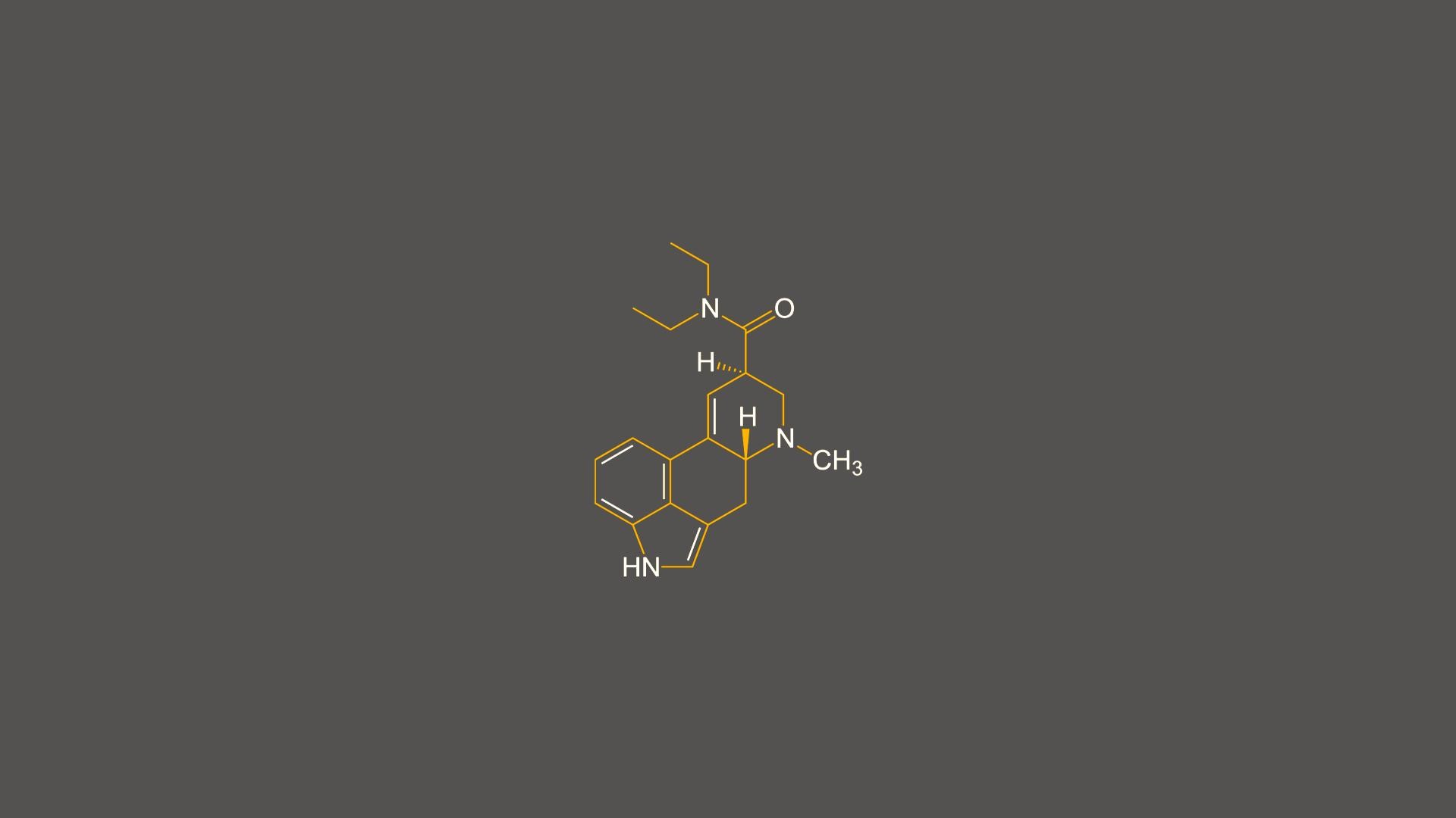 Formula chimica, Molecola, Sfondo grigio, Minimalista, Full HD, wallpaper per portatile