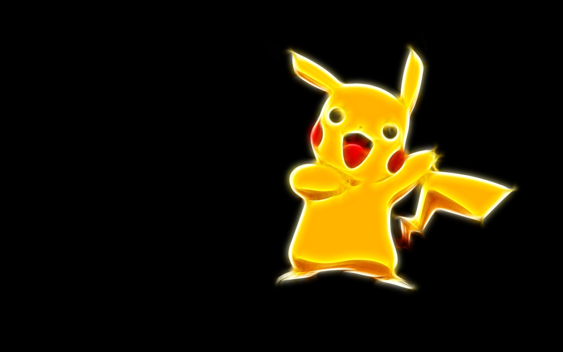 Pikachu, Pokémon, Frattale, Sfondo nero, Full HD, wallpaper per portatile