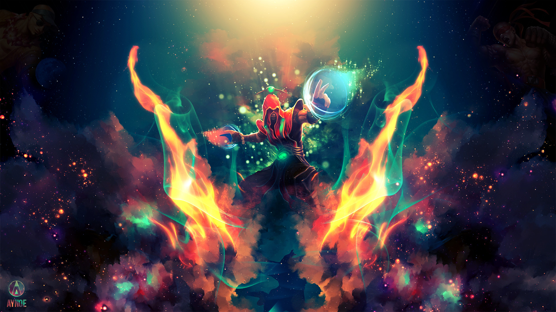 Lee Sin, League of Legends, Fiamme, Colorato, 16:9 Full HD, sfondo widescreen