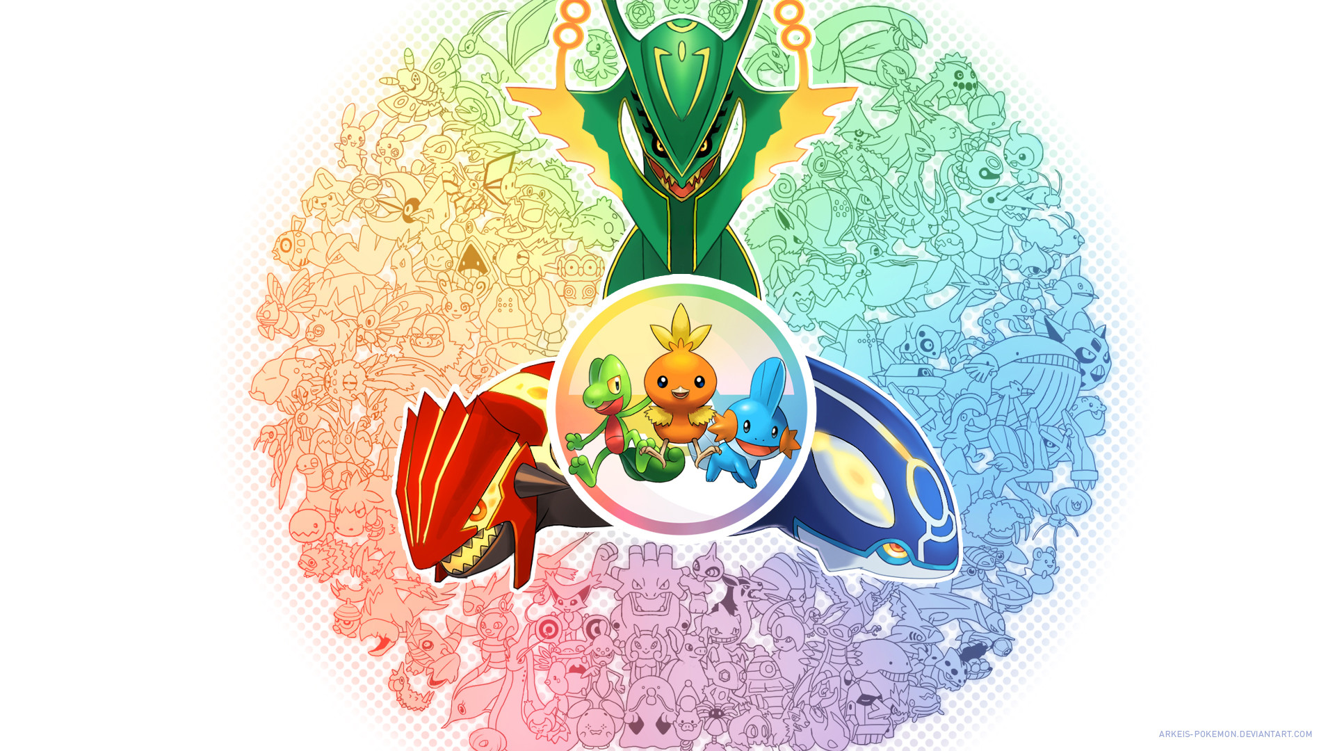 Pokémon Rubino Omega e Zaffiro Alpha, Rayquaza, Groudon, Kyogre, Hoenn, sfondo per portatile